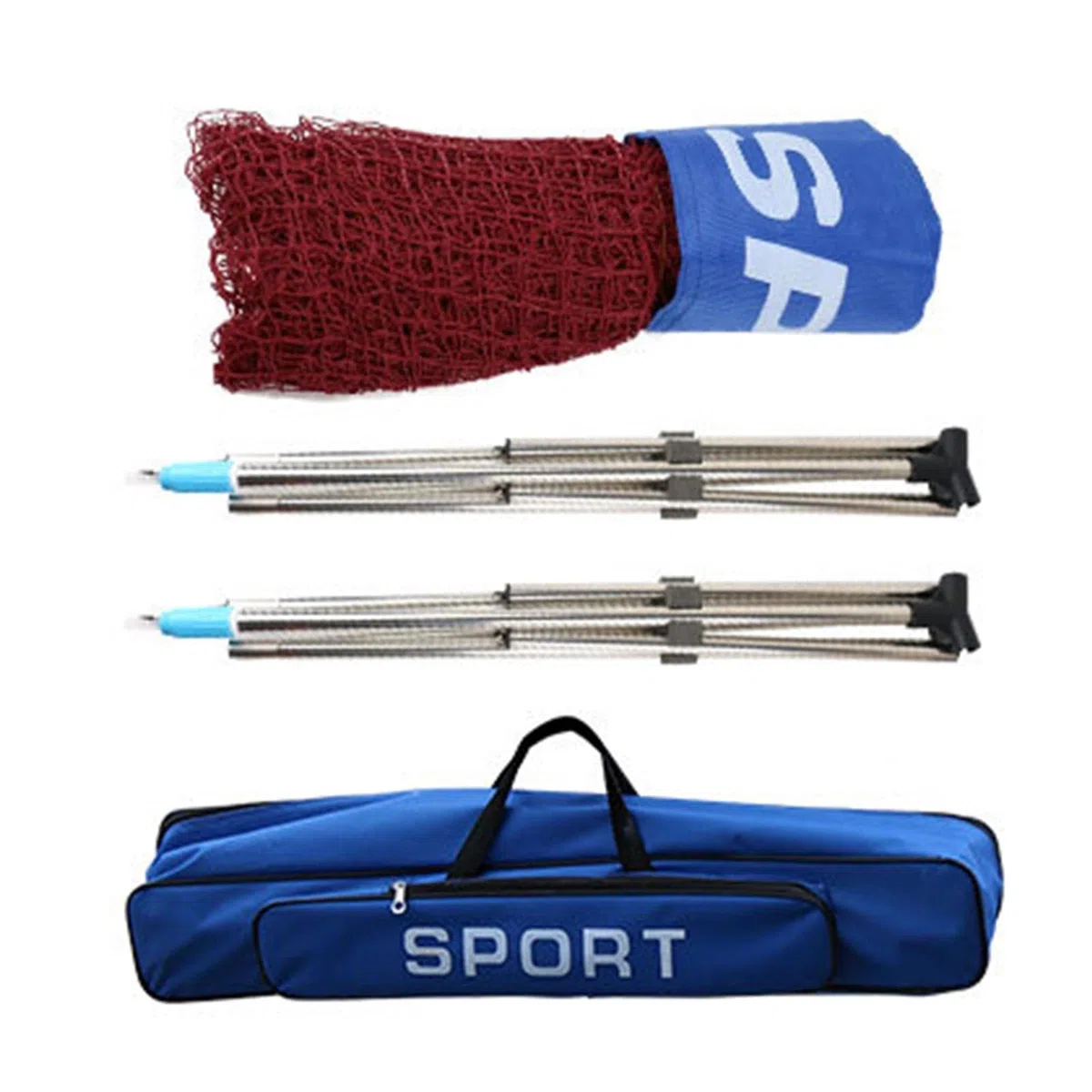 Set di reti da Badminton 6 Set da Badminton Incluso Borsa da Trasporto Set da Rete da Tennis Rete da pallavolo Rete da Badminton Resistente per Cortile Regolabile per Campo per Adulti, Larghezza 6,1