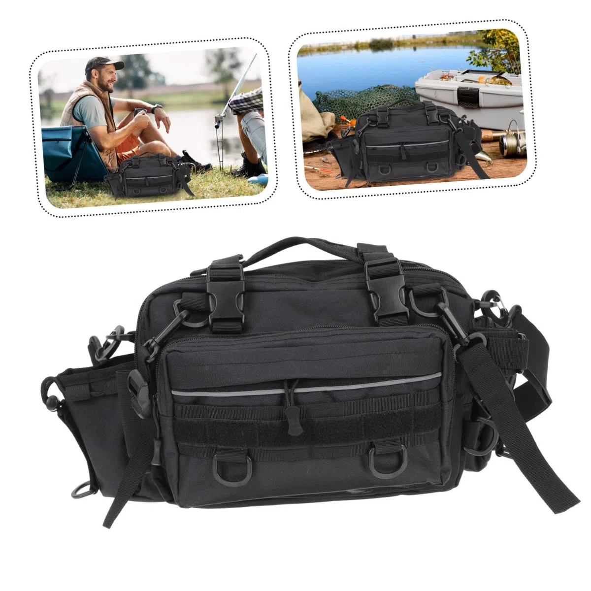Anneome Borsa per Canne da Pesca Oxford, Grande capacità, Resistente all’Usura, Portabile a Mano, a Spalla a Tracolla per Campeggio e Pesca | Grande Capacità Multifunzione, Resistente'abrasione E'acqua, Stile Chic Look Curato