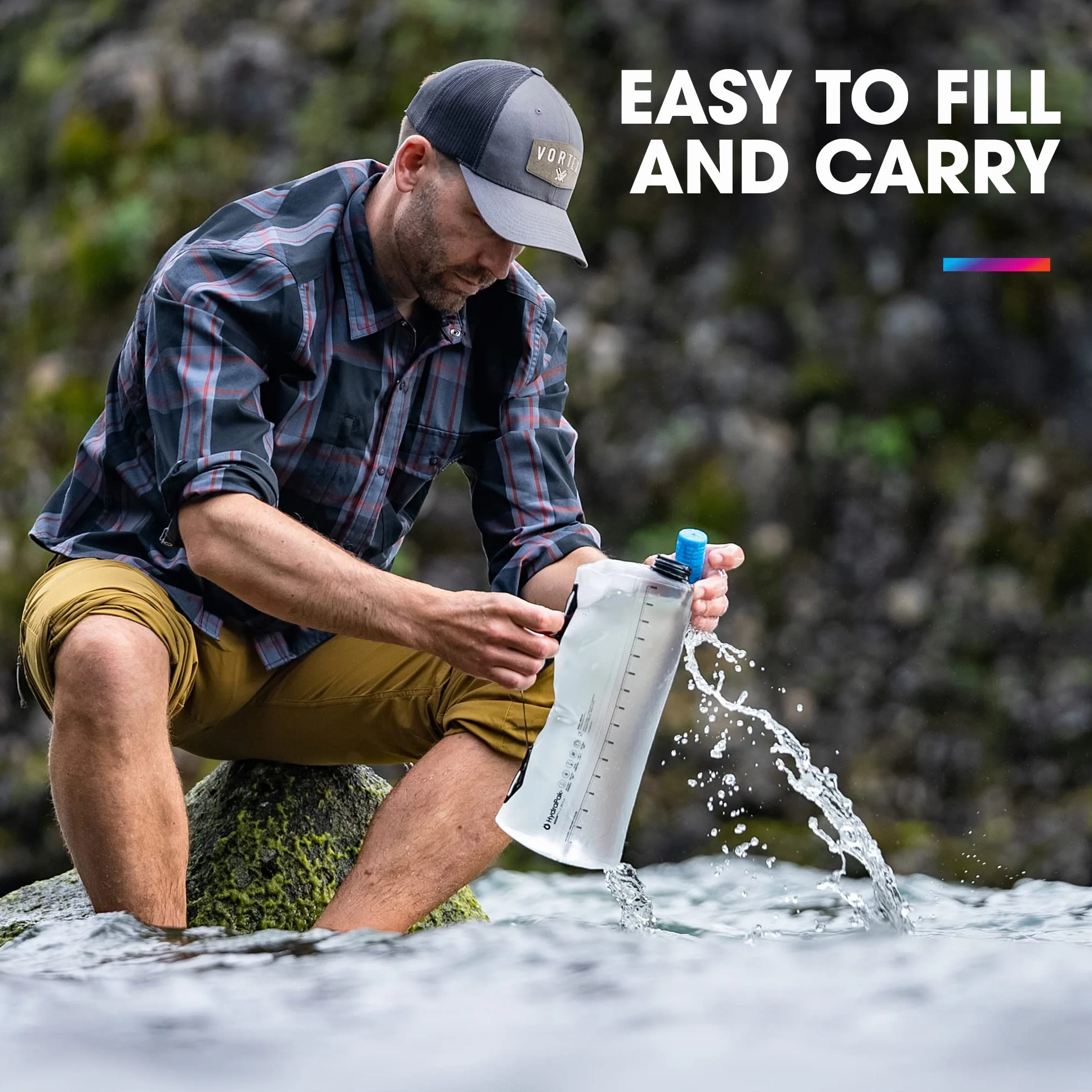 HydraPak Seeker - Contenitore d'Acqua Pieghevole (3 Litri + Kit Filtro) - Senza BPA e PVC, Sacca per Reservoir da Campeggio.