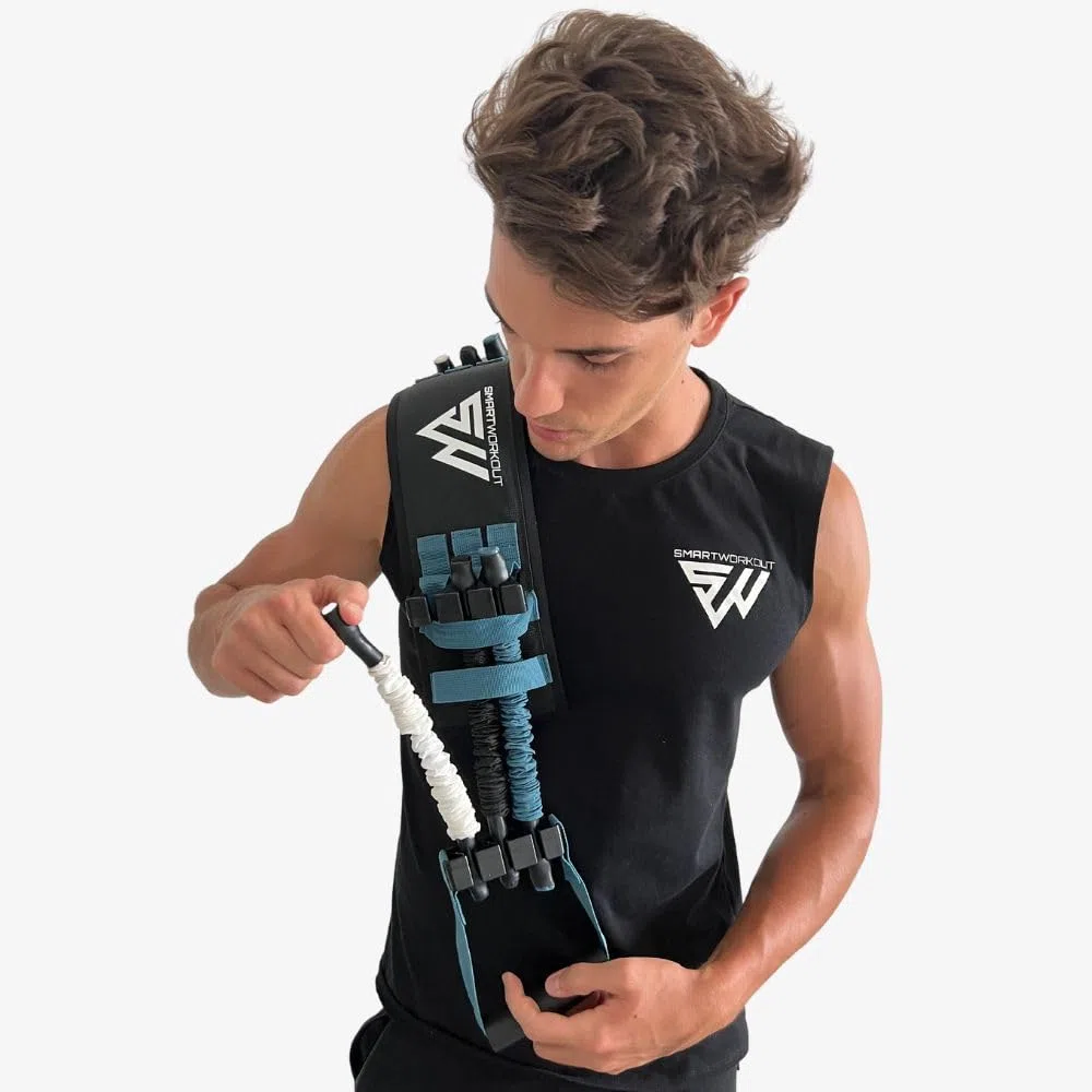 SmartWorkout - SMARTPRESS - Elastici Fitness per Schiena e Pettorali con Bande di Resistenza Regolabili fino a 80 kg