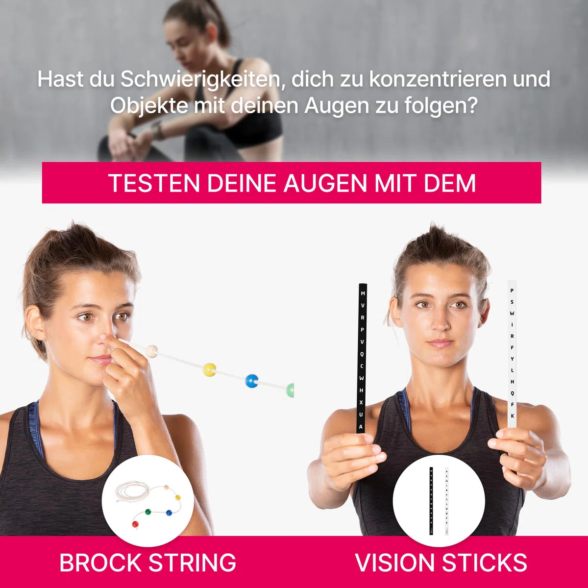 Starter Set | Neuroatletica Training per una migliore visione, riflessi e messa a fuoco | Include lavagne visive, stringa, occhiali a griglia e palla marsden | Ideale per sport, ufficio e