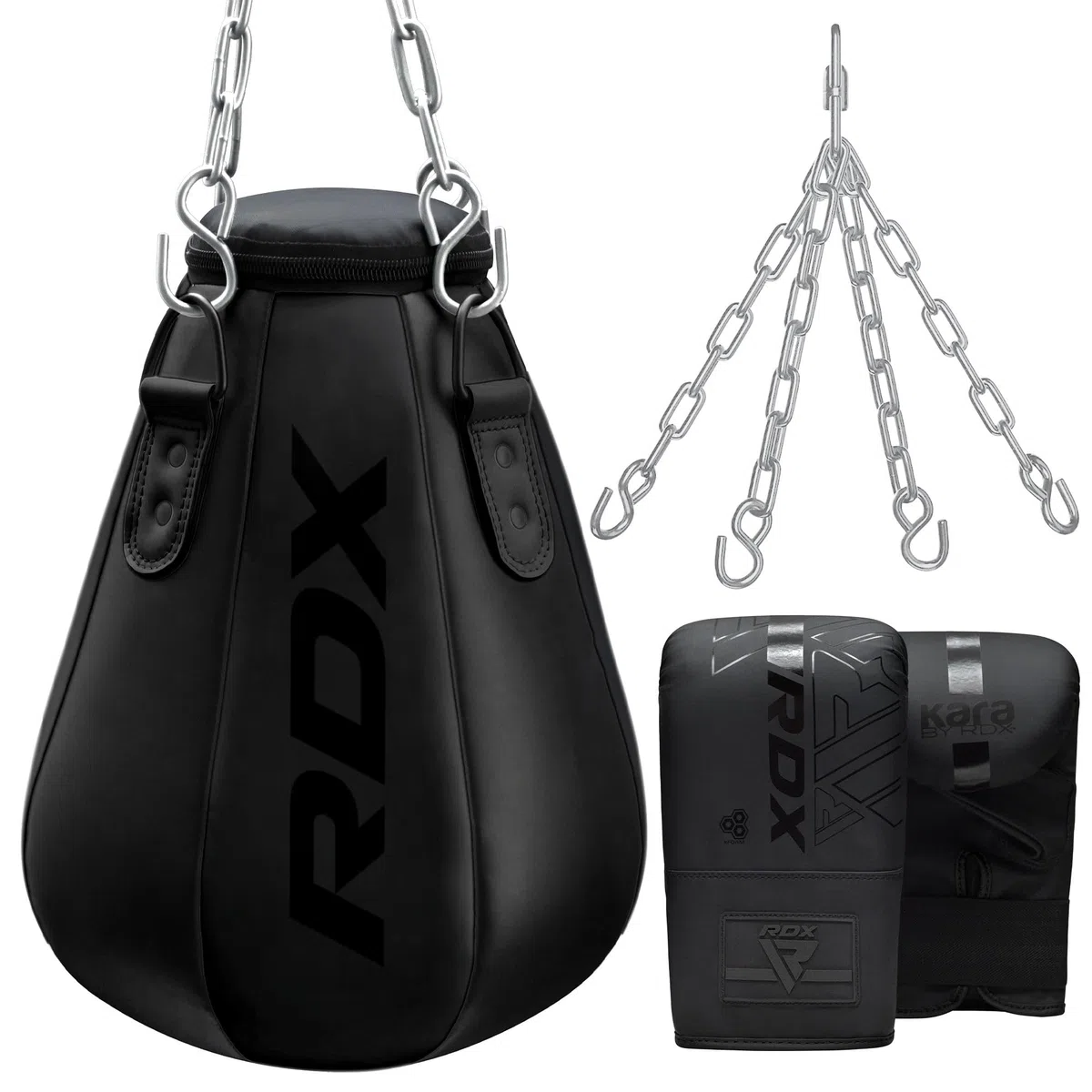RDX 1.5FT Uppercut Pera Sacco da Boxe, Maya Hide Pelle Pesante Bag Set con Guantoni e Catena, Arti Marziali MMA Pugilato Muay Thai Kick Boxing, Casa Palestra Punch Sacchi Uomini Donne