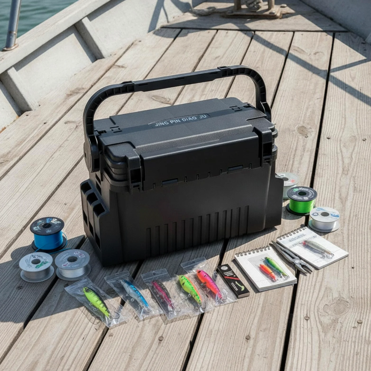 Contenitore per Linee Esche Resistente | Compatta, Scatola per Esche, Portatile, Cassetta Porta esche Esche, Barca, Molo