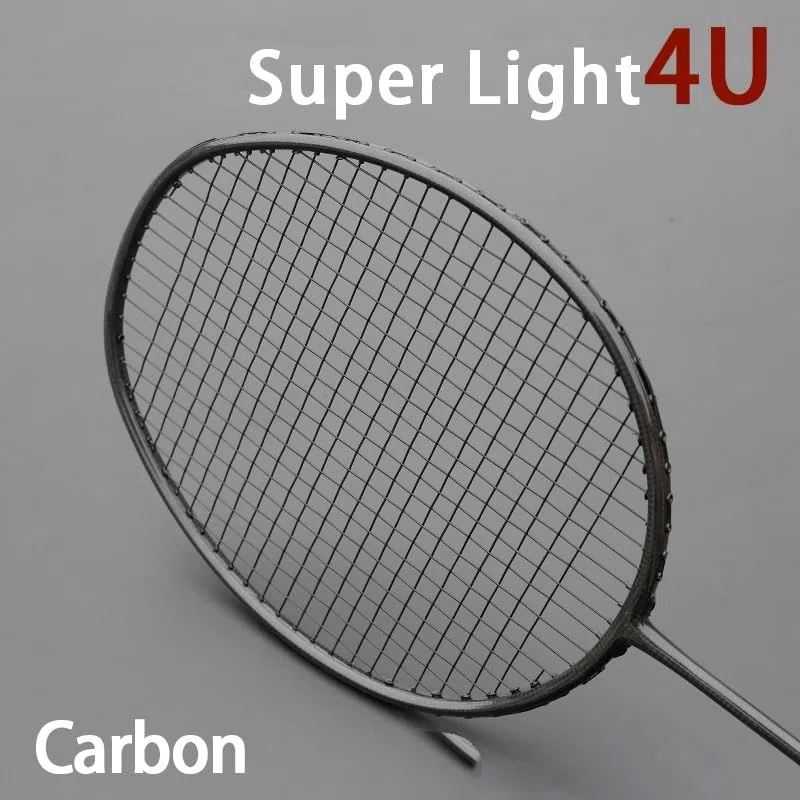 Badminton Set Racchette da Badminton Professionali 4U 82G in Carbonio Intrecciato con Corde G5 22-32 libbre for Adulti(Blue)