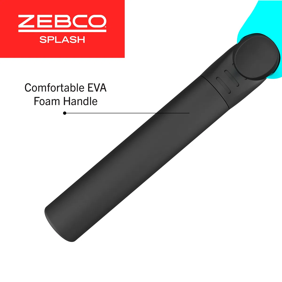 Zebco Kids Splash Jr. - Mulinello e canna da pesca combinata, canna da pesca da 1,2 m, 2 pezzi, misura 20, recupero mano destra, pre-bobinata con lenza Cajun da 2,7 kg