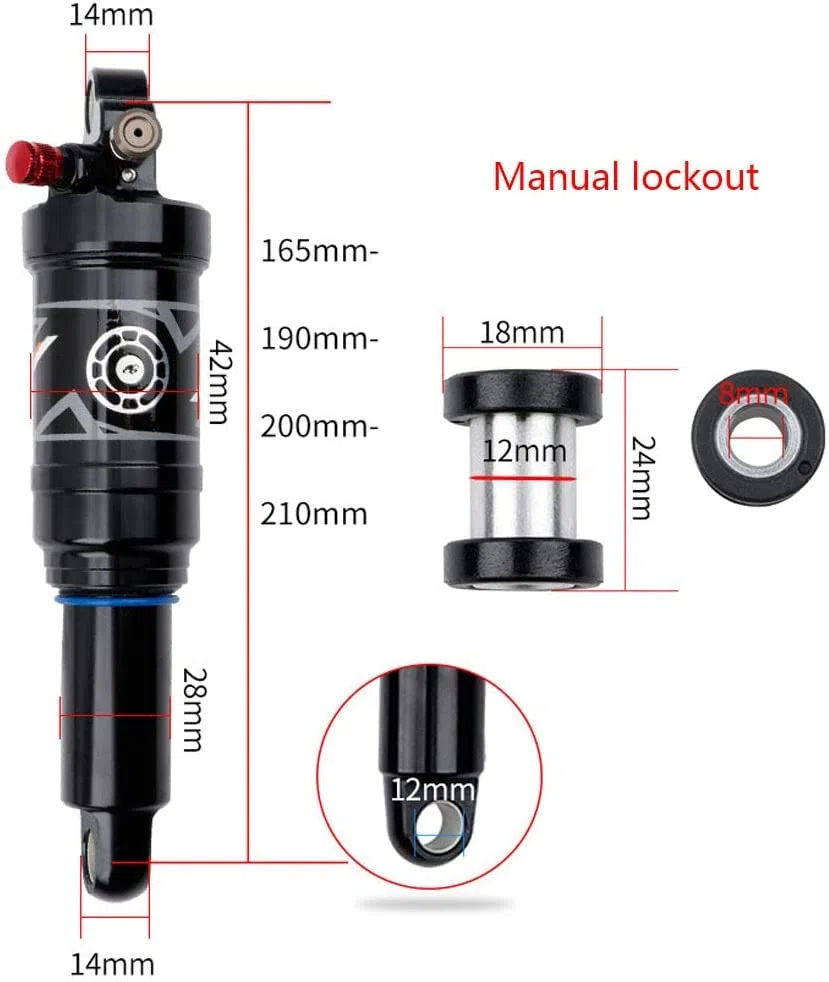 Ammortizzatori per Mountain Bike Ammortizzatore Posteriore Ad Aria - Rebound/Lock out/Pressione dell'Aria Regolabile