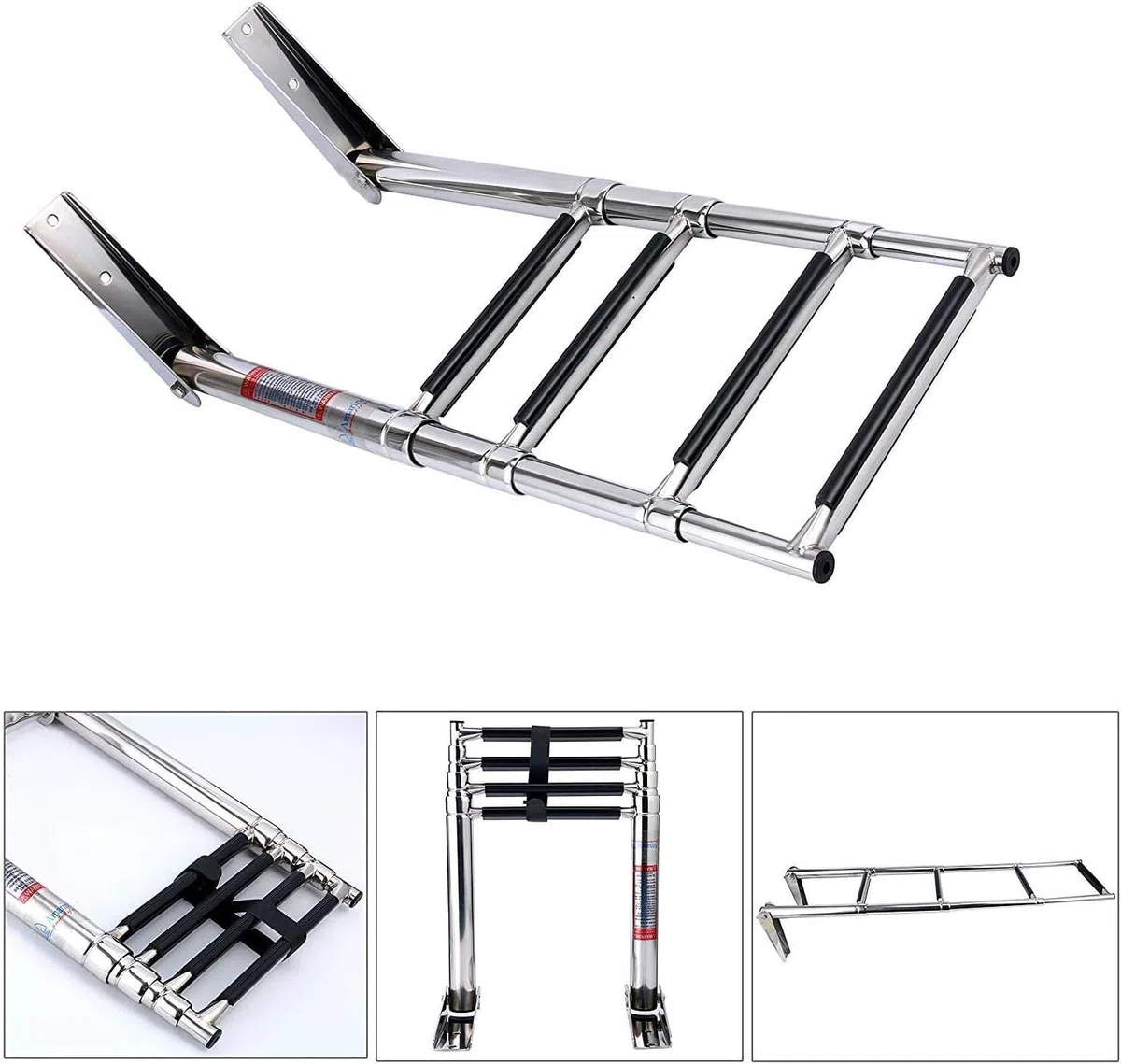 TREPPE - Scala Pieghevole in Acciaio Inox per Barca, Scala Telescopica per Barca e Yacht 4 Gradini