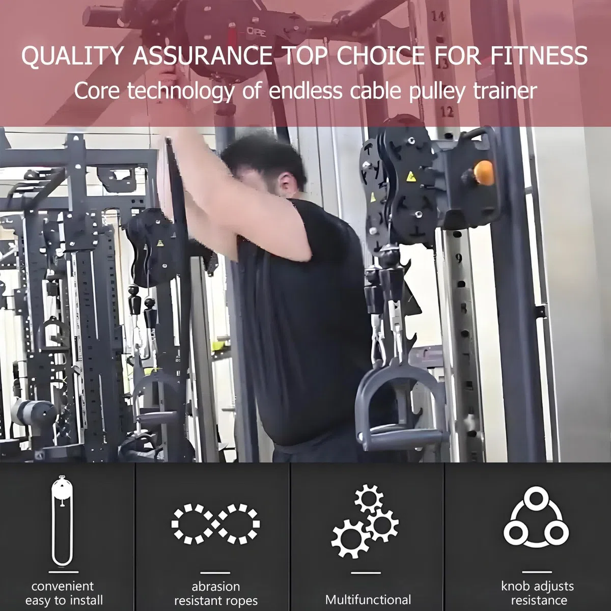 Endless Rope Trainer, attrezzatura fitness regolabile per resistenza muscolare, presa, braccia, schiena e allenamento di coordinazione del corpo