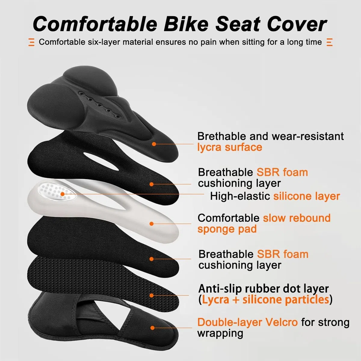 Coprisella per Bicicletta per Trek Fuel Ex 7 2012 2020, Copri Sella Bicicletta Comoda in Memory Foam a Doppio Strato, Coprisella Bici Gel Morbido,Black1