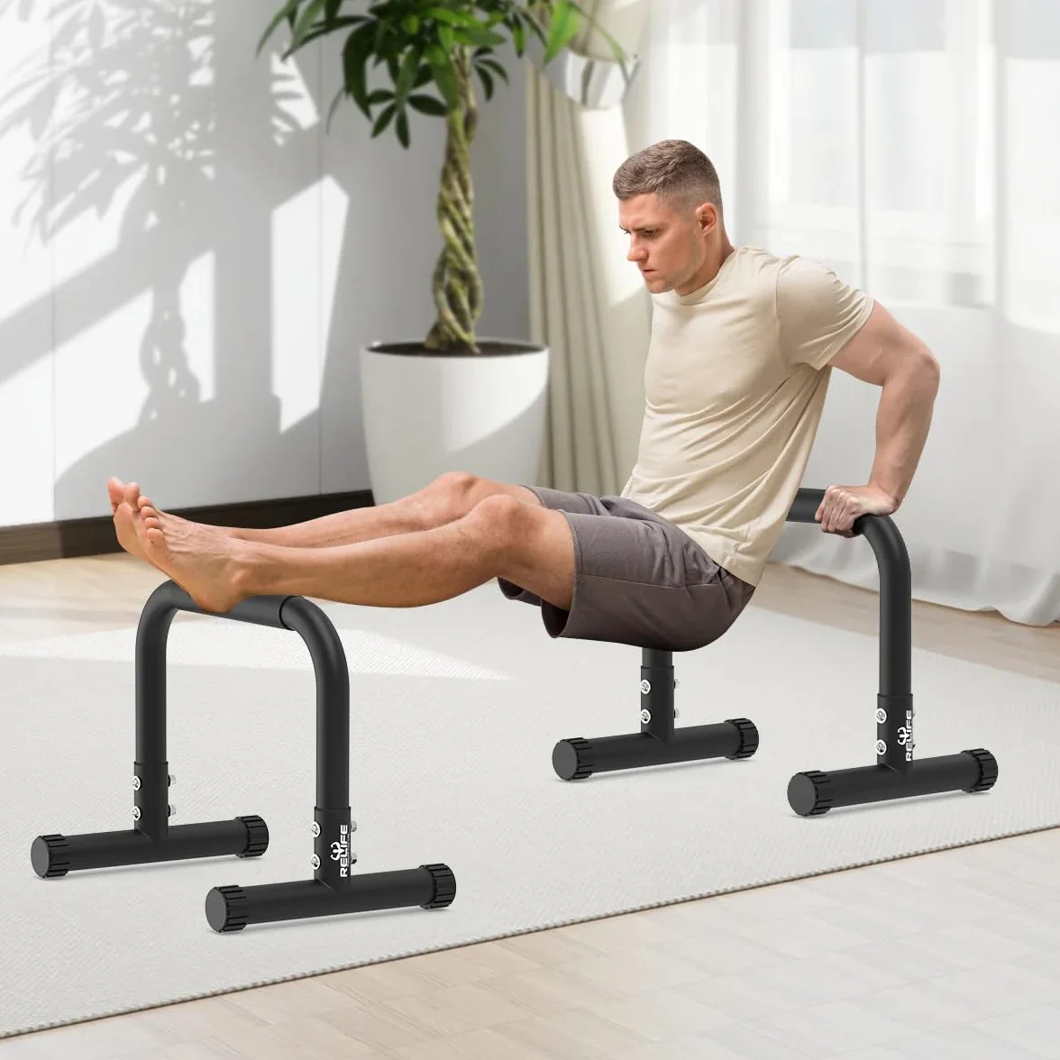 RELIFE REBUILD YOUR LIFE Dip Station Regolabile Parallele Calisthenics Parallel Bars Parallettes Push up Dip Stand Fitness parallettes Heavy Duty Libera Installazione