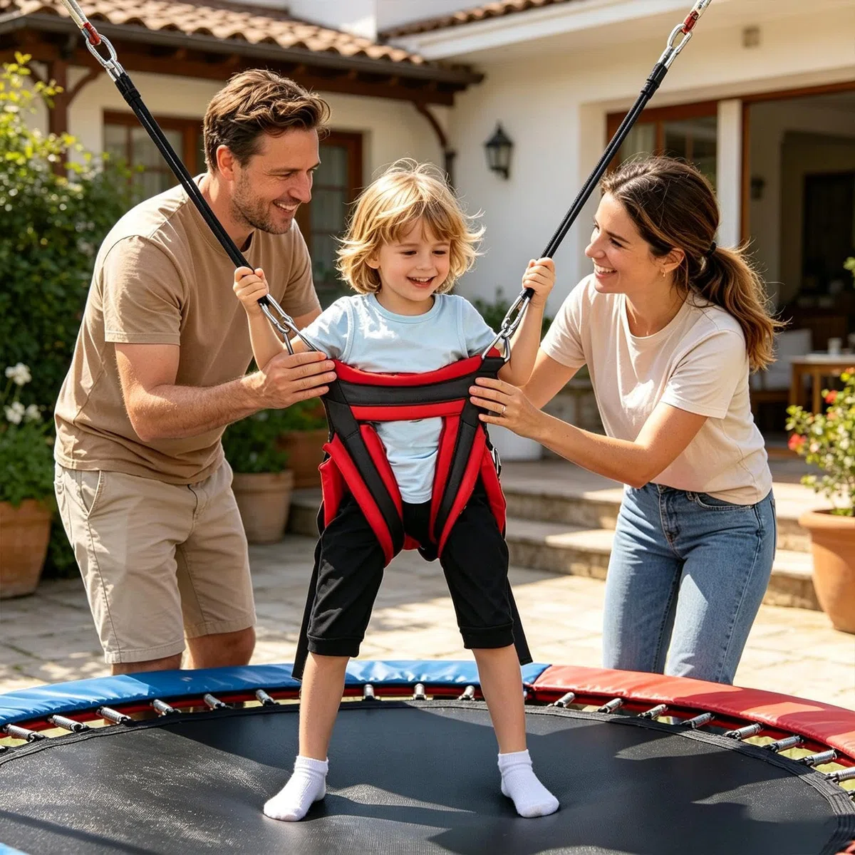 Imbracatura per allenamento per bambini, cintura di sicurezza per trampolino, versatile con funzione resistente, attrezzatura da salto in nylon, accessorio affidabile da palestra con design robusto