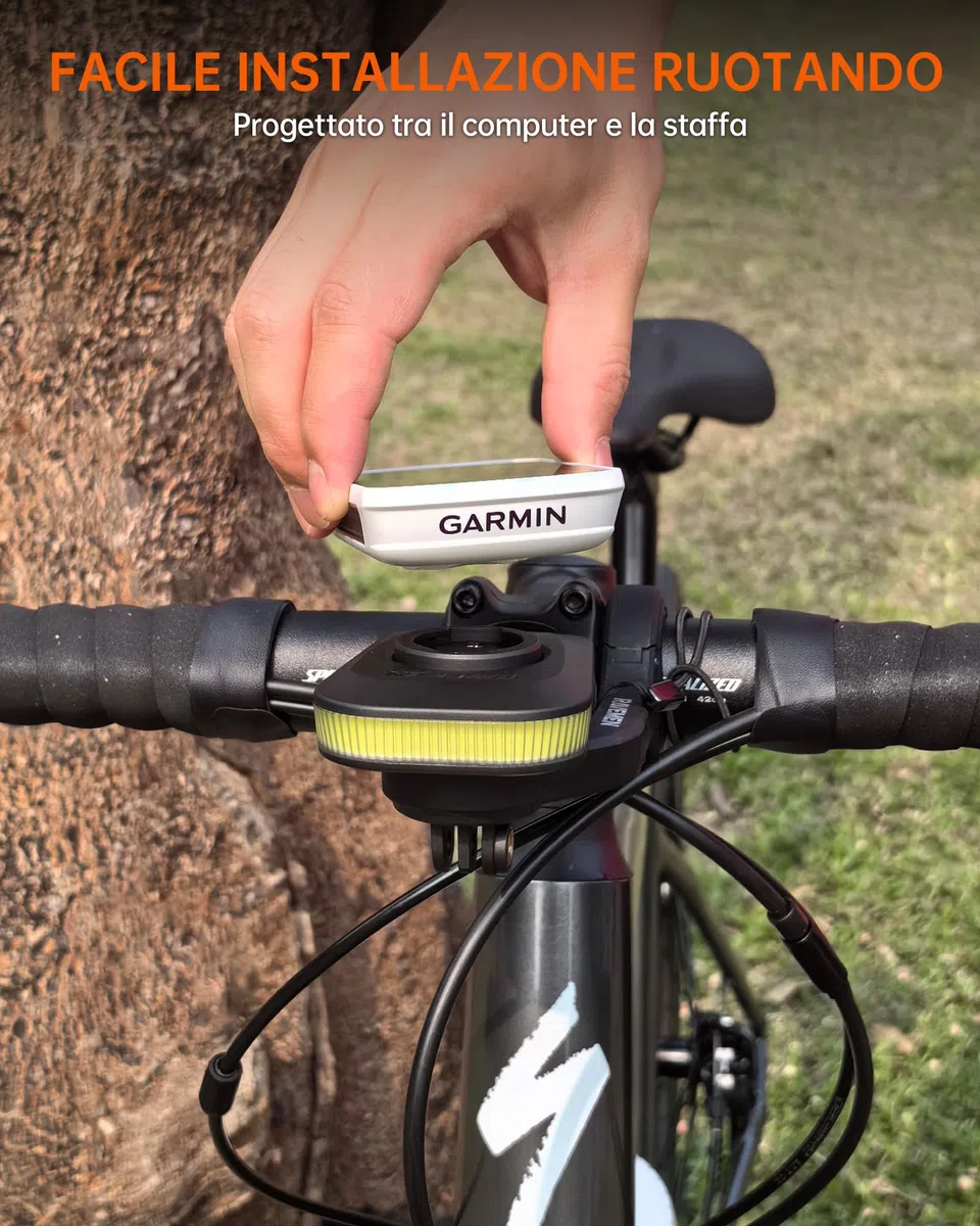 RAVEMEN FR300 Luce Diurna per Bici 300 Lumen Fanalini Anteriori per Bicicletta Compatibile con Garmin/Wahoo Ciclocomputer, 6 Modalità USB C IPX6 Impermeabile (Brevetto Protetto)