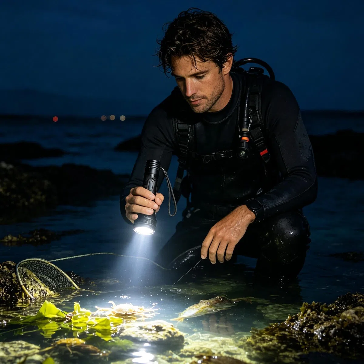 Torcia subacquea per immersioni, ricaricabile, impermeabile, ad alta potenza, con | Torcia subacquea per snorkeling notturno, attività sportive all'aria aperta e