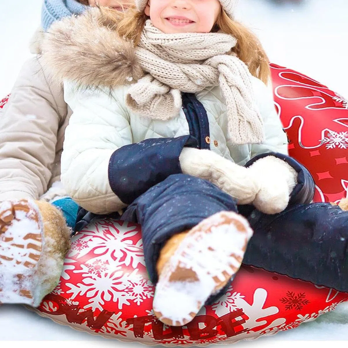 Tubo Gonfiabile da Neve per Slittino Maniglie Resistenti Seduta Profonda PVC Antifreddo Leggero Adatto per Giochi sulla Neve Regalo Compleanno