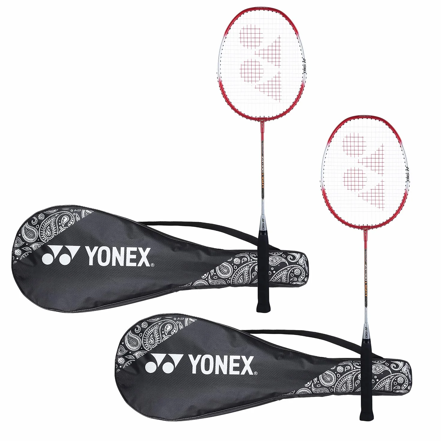 Yonex ZR 100 - Racchetta da badminton leggera in alluminio con copertura completa, set da 2 pezzi, prodotta in India