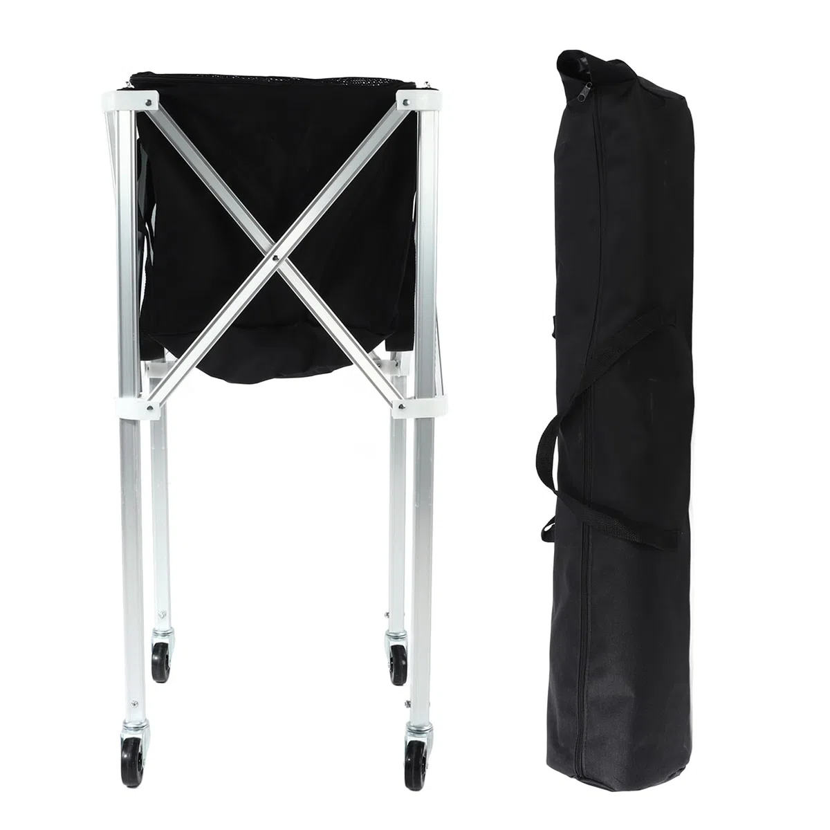 Cryfokt Carrello Pieghevole per Palline da Tennis Carrello Leggero e Facile da Trasportare per Bambini Lega di Alluminio Nera 35,4x16,1x16,1 Pollici