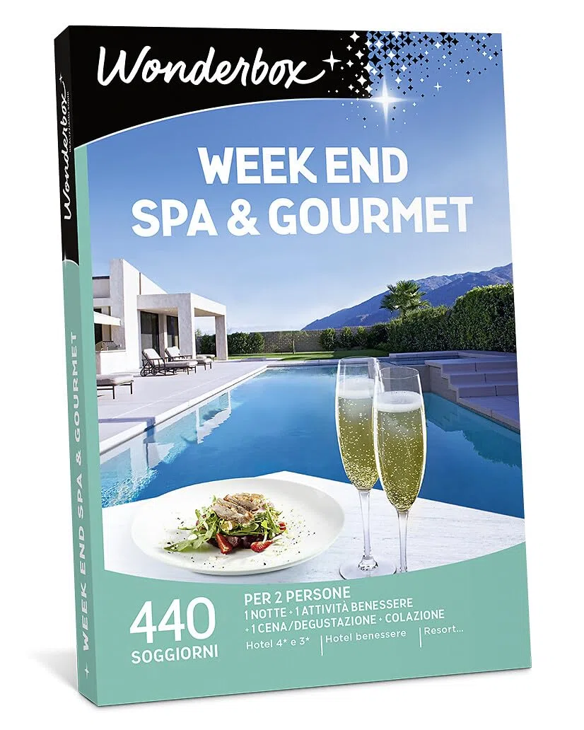 WONDERBOX - Cofanetto Regalo - Week End Spa & Gourmet - per 2 Persone | 1 notte + colazione + 1 attività benessere + 1 cena - Più di 440 soggiorni - Hotel 4* e 3*, hotel benessere, resort