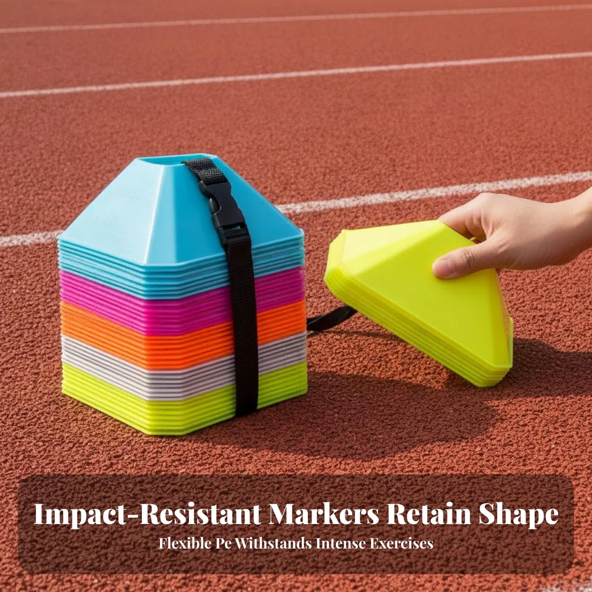 Sports Training Marker Cono Triangolare Allenamento Segnapercorso Campo Ostacolo Agilità Perimetro in Polietilene Antiurto con Foro Centrale