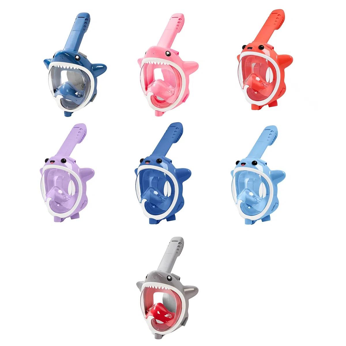Maschera da snorkeling integrale con sistema di respirazione Dry Top, per bambini, pieghevole, vista panoramica