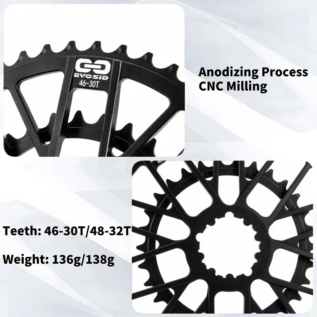Guarnitura per Bicicletta da Strada con Doppia Corona GXP 46-30T/48-32T 165/170/175mm Integrata Cava Set di Pedivelle con BB Compatibile con 8-12 velocità(170mm Silver,46-30T)