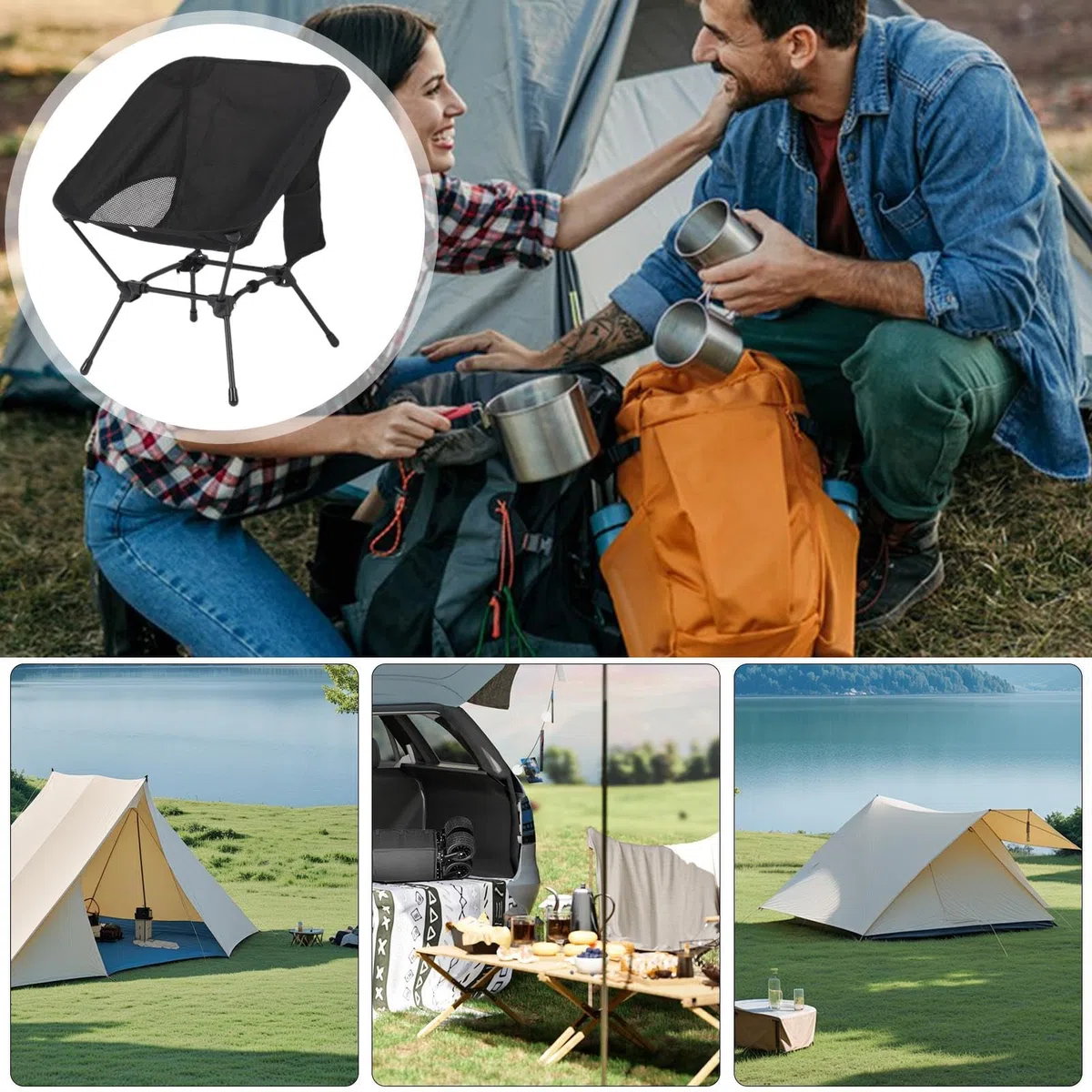 Sedia Da Campeggio Pieghevole Posto a Sedere Escursionismo Esterno | Sedia Zaino Portatile Per Concerti, Eventi Sportivi, Spiaggia, Pesca, Party, Escursionismo, Viaggi, Barbecue, Picnic E