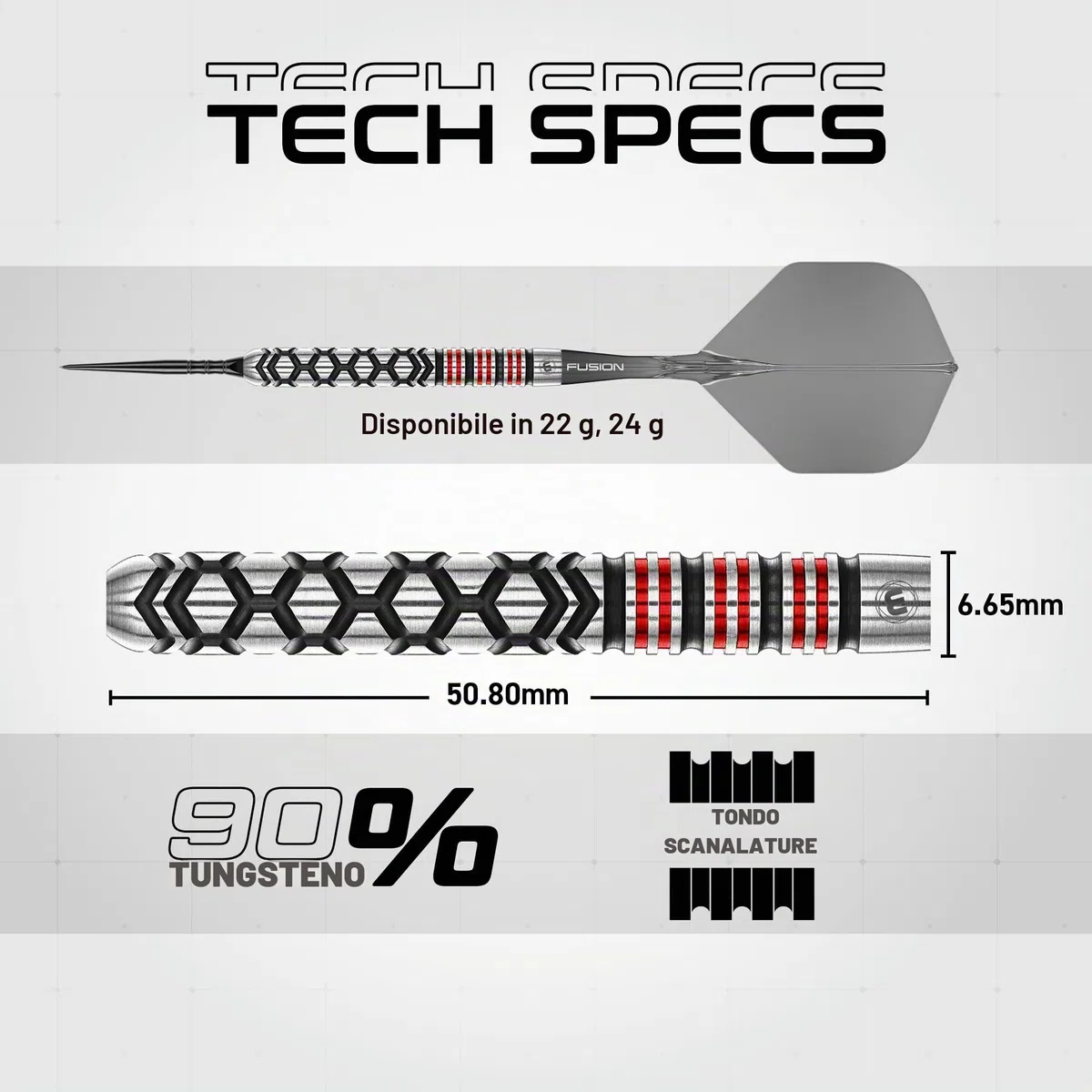WINMAU Darts-Fornax – Set di freccette professionali al 90% in tungsteno, tecnologia Switch Point, fusti paralleli neri e rossi, 2 punti intercambiabili (onda e liscia), sistema di cambio rapido |