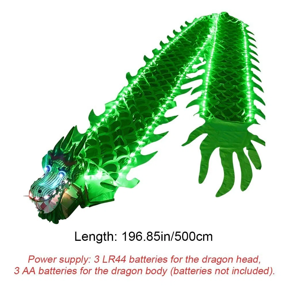 Nastro Luminoso per Danza del Drago, Poi Colorati con Nastro a Forma di Drago, Divertente Accessorio per Spettacoli All'aperto con Nastro a Forma di Drago.