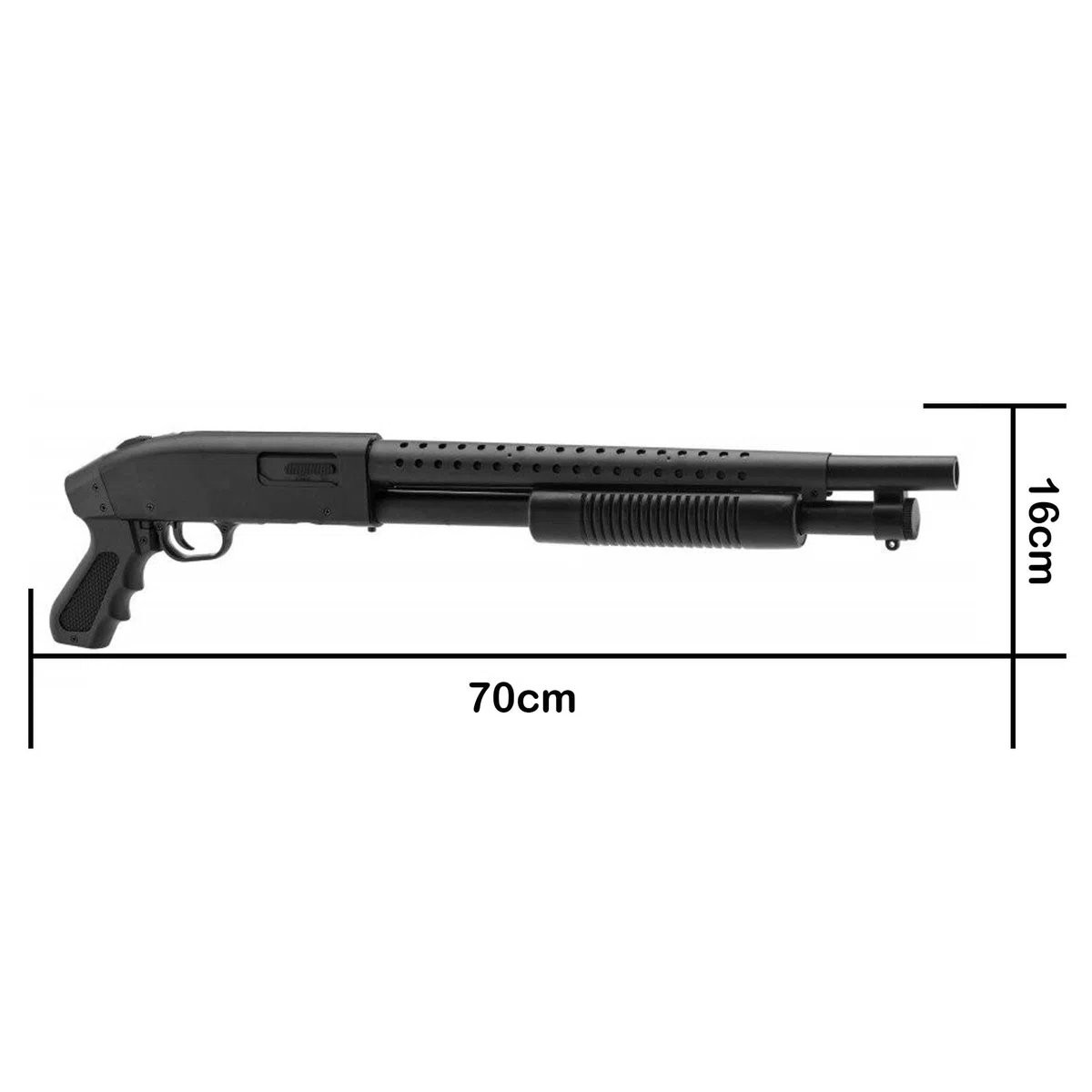 SAIGO Pistola Airsoft-Short M500 con testa lunga con molla + 600 proiettili, materiale: plastica, carica manuale, potenza: 0,5 Joule