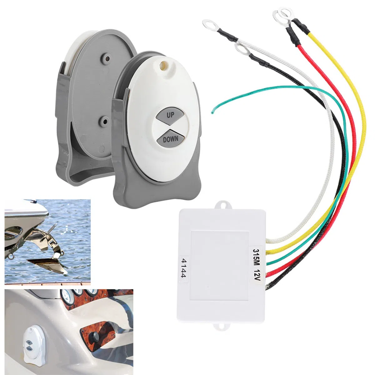 KIMISS Kit di Controllo Remoto per Verricello Wireless, Telecomando per Ancoraggio Salpa Ancora Interruttore Wireless Regolatore di Assetto Accessorio per Vela per Barche Marine 2 Trasmettitore
