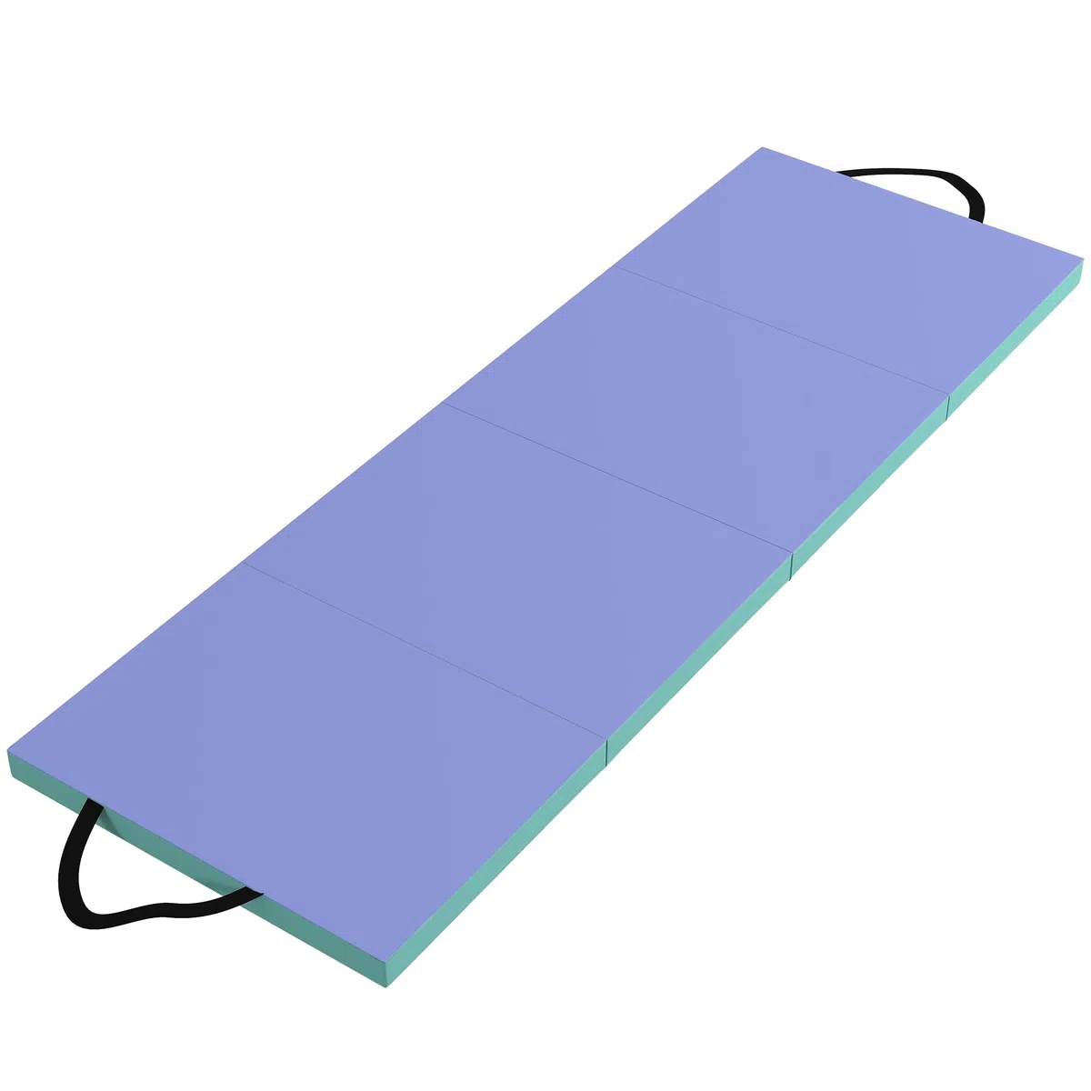SPORTNOW Tappeto Fitness Pieghevole e Imbottito con 2 Maniglie, Tappeto Palestra in Plastica ed EPE, 180x60x5 cm, Verde e Viola
