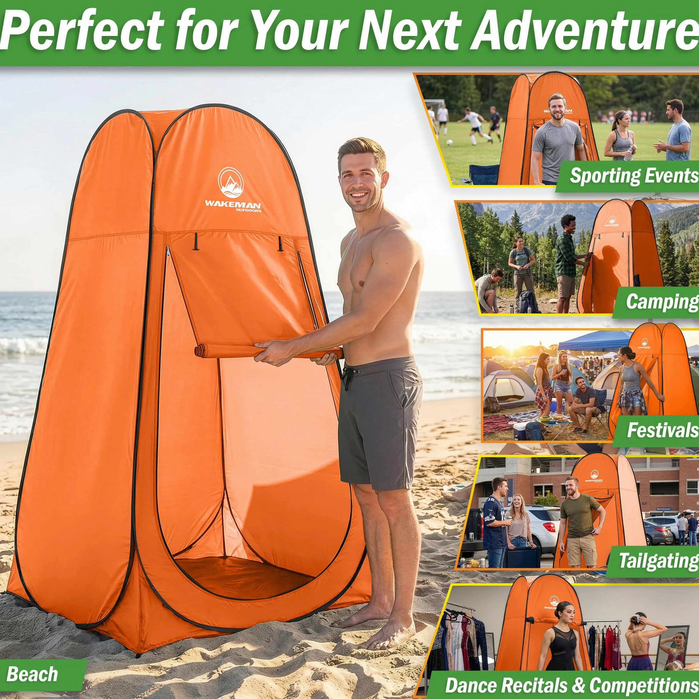 Wakeman Outdoors - Tenda pieghevole per la privacy istantanea, doccia e fasciatoio, per campeggio, spiaggia e pioggia, con borsa per il trasporto