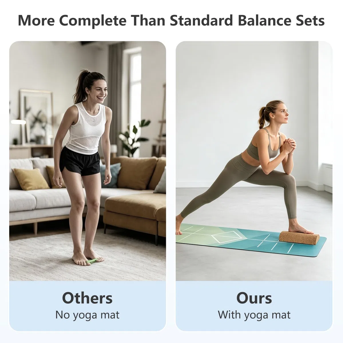 Cork Balance Training Set con Tappetino Yoga, Balance Board in Sughero | Blocchi di Equilibrio Rullo, Palla Massaggio e Fasce Stretch Dita, Kit Allenamento Piedi e Caviglia Antiscivolo per Stabilità