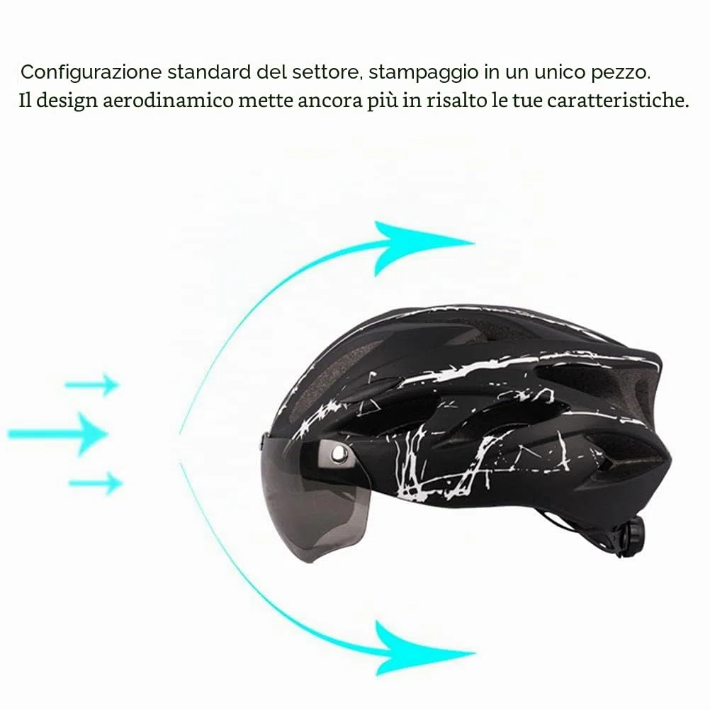 Casco da Casco da Bici Leggero e Traspirante con Visiera Parasole, Misura Regolabile, per Uomini e Donne Adulti, con Visiera Magnetica per Mountain Bike (Blu)