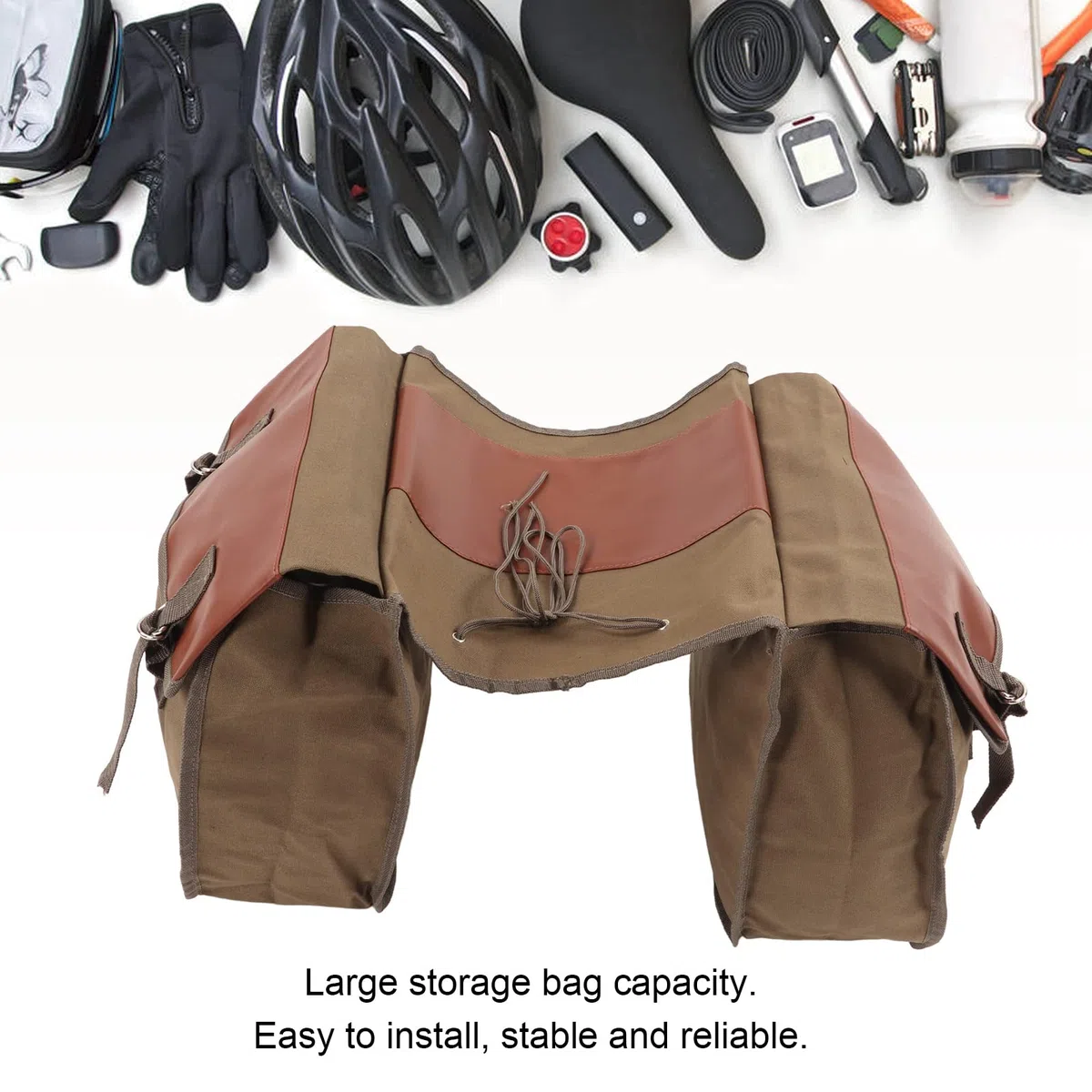 POENVFPO Borsa per Biciclette, Tela e Cuoio in Pelle Borsa per Bici da Bicchetta Sacca per Carrier Bagforto per Bagnella