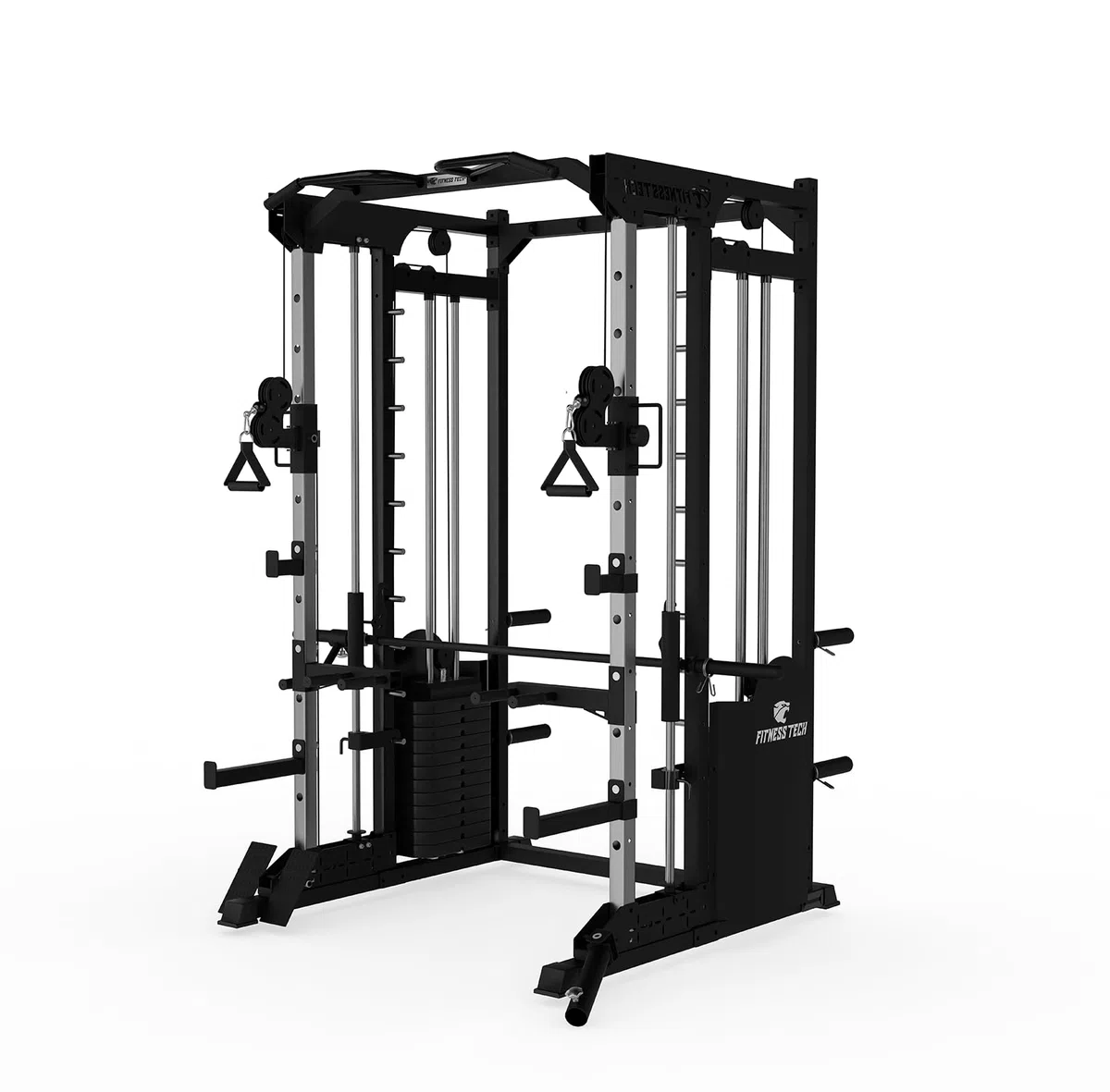 Multistazione Palestra Home Gym Smith Machine S8000 150 kg con 2 Torri Pesi | Macchina Palestra Multifunzione con Lat Machine, Pulegge 2:1 e Barra Guidata
