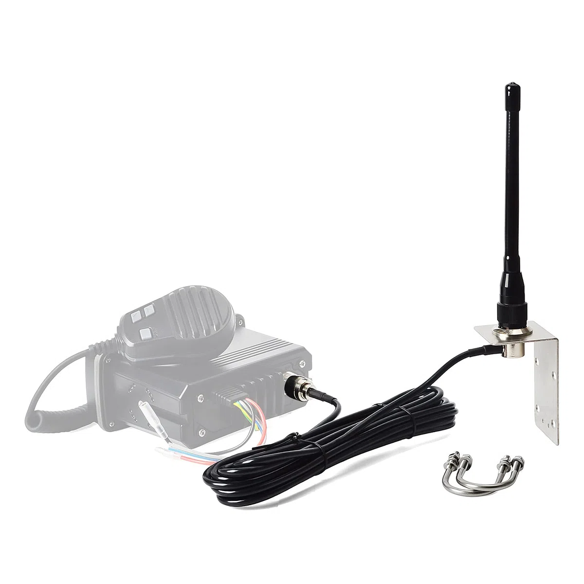 Antenna in gomma marina VHF Alimentatore coassiale RG58 5 metri (connettore PL-259) Antenna VHF con staffa a L, yacht, camion, camper, nave da crociera