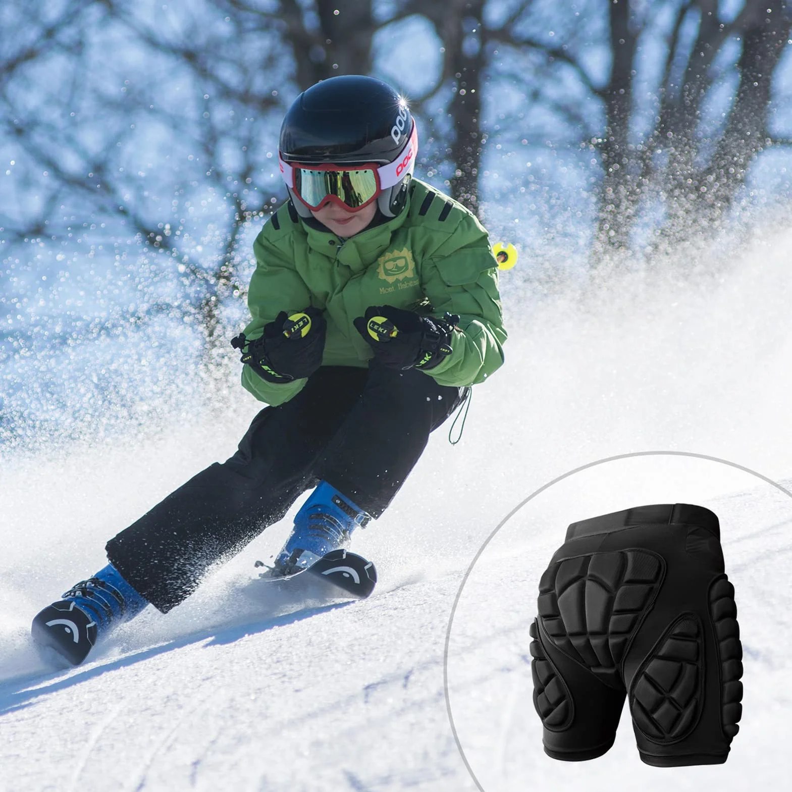 Cienfy Protezione per i fianchi 3D EVA Butt Pads Pantaloncini protettivi imbottiti, protezione antiurto per sci, pattinaggio, snowboard e skateboard