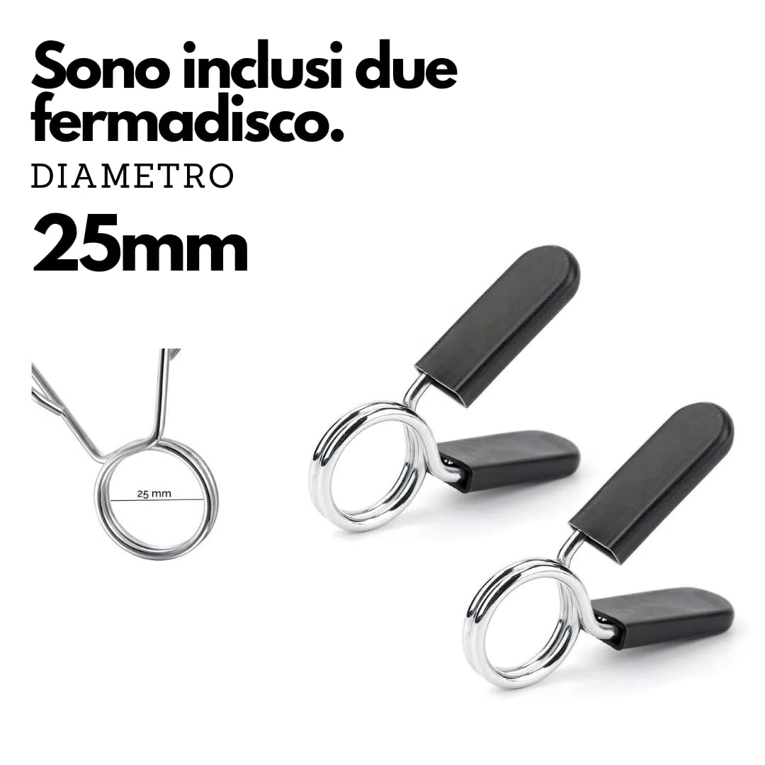 Bilanciere Palestra in Acciaio con Fermadischi Inclusi - Bilanciere 25mm Cromato 180 cm (7 KG) - Attrezzi Palestra Casa - Fitness Home Gym - Allenamento a Casa ottimale