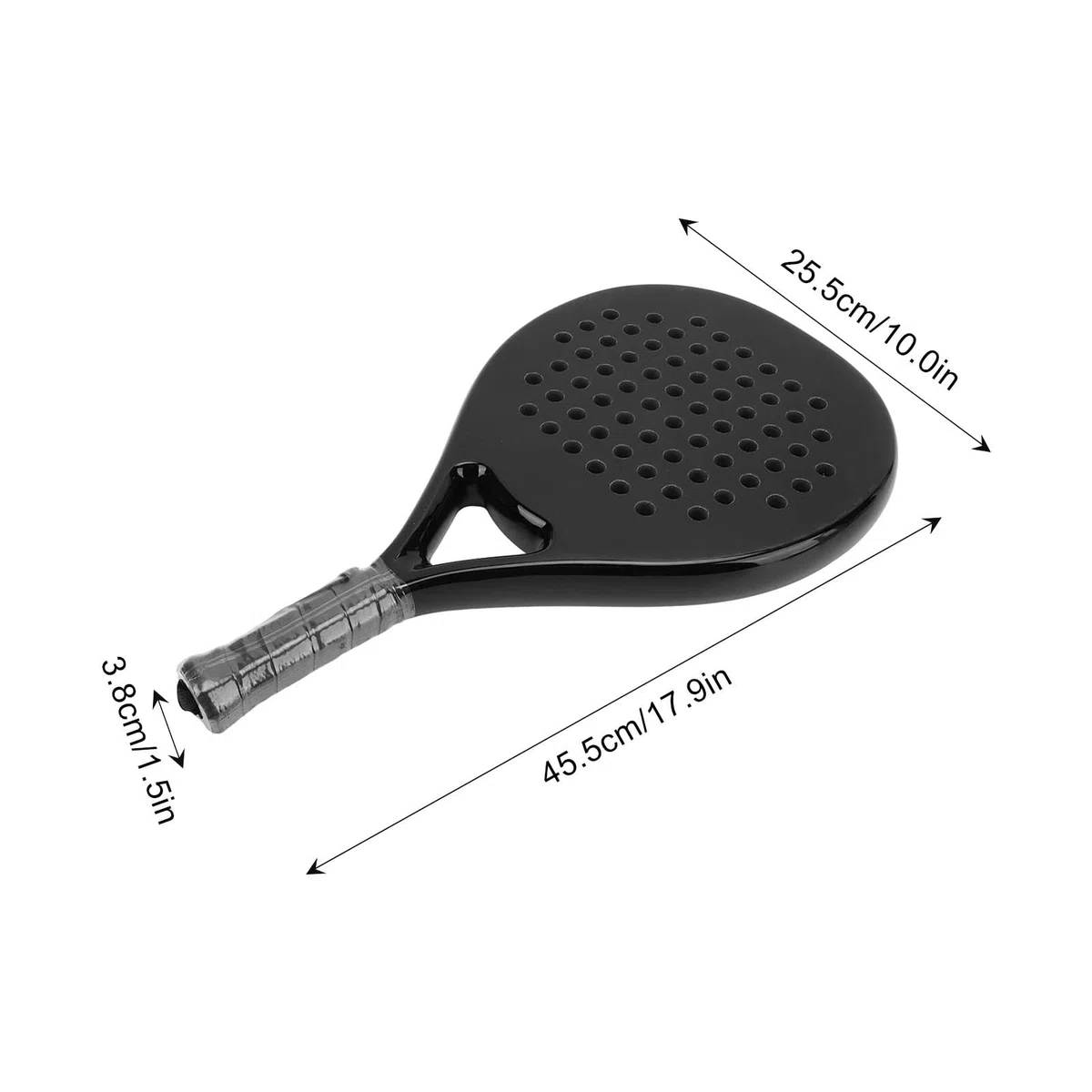 Jectse Racchetta da Beach Tennis, Racchetta da Beach Tennis Nera Interamente in Fibra di Carbonio con Nucleo in Memory Foam EVA e Cinturino da Polso