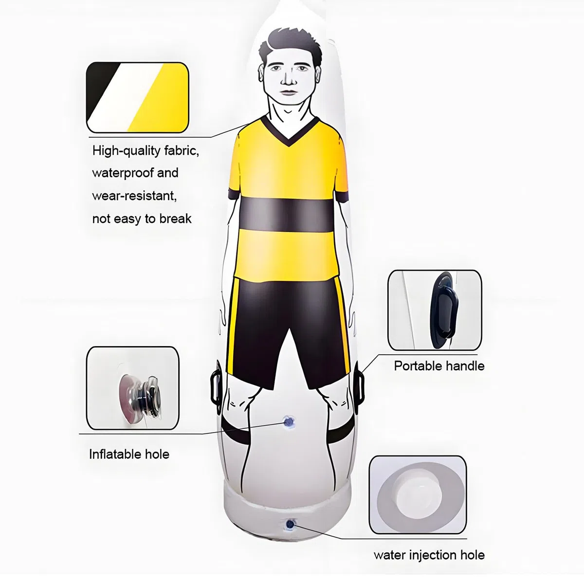 1.6m /1.75m /1.8 m /2.05m Figli Adulti Gonfiabile da Calcio Portiere Tumbler Air Calcio Training manichino