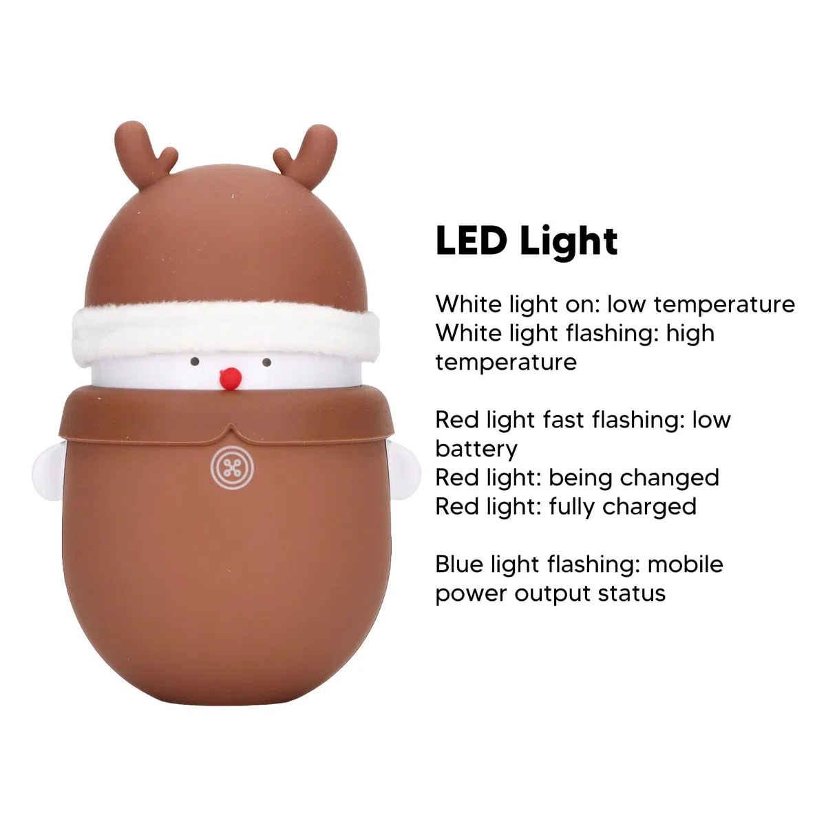 Scaldamani Portatile 2 in 1, Power Bank da 6000 MAh con Luce LED USB Ricaricabile Due Regolazioni della Temperatura Regali per Natale Compleanno Ringraziamento Inverno