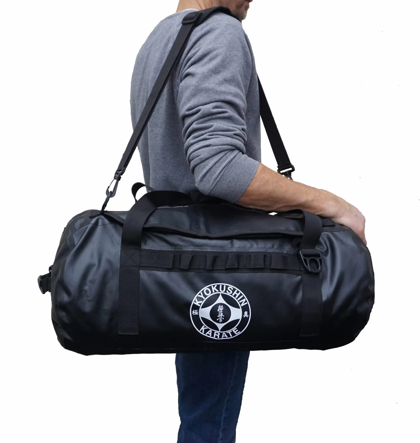 Kyokushin Karate - Borsa sportiva Kyokushinkai Duffle Bag (50 litri), Nero , 60 cm x 29 cm x 29 cm