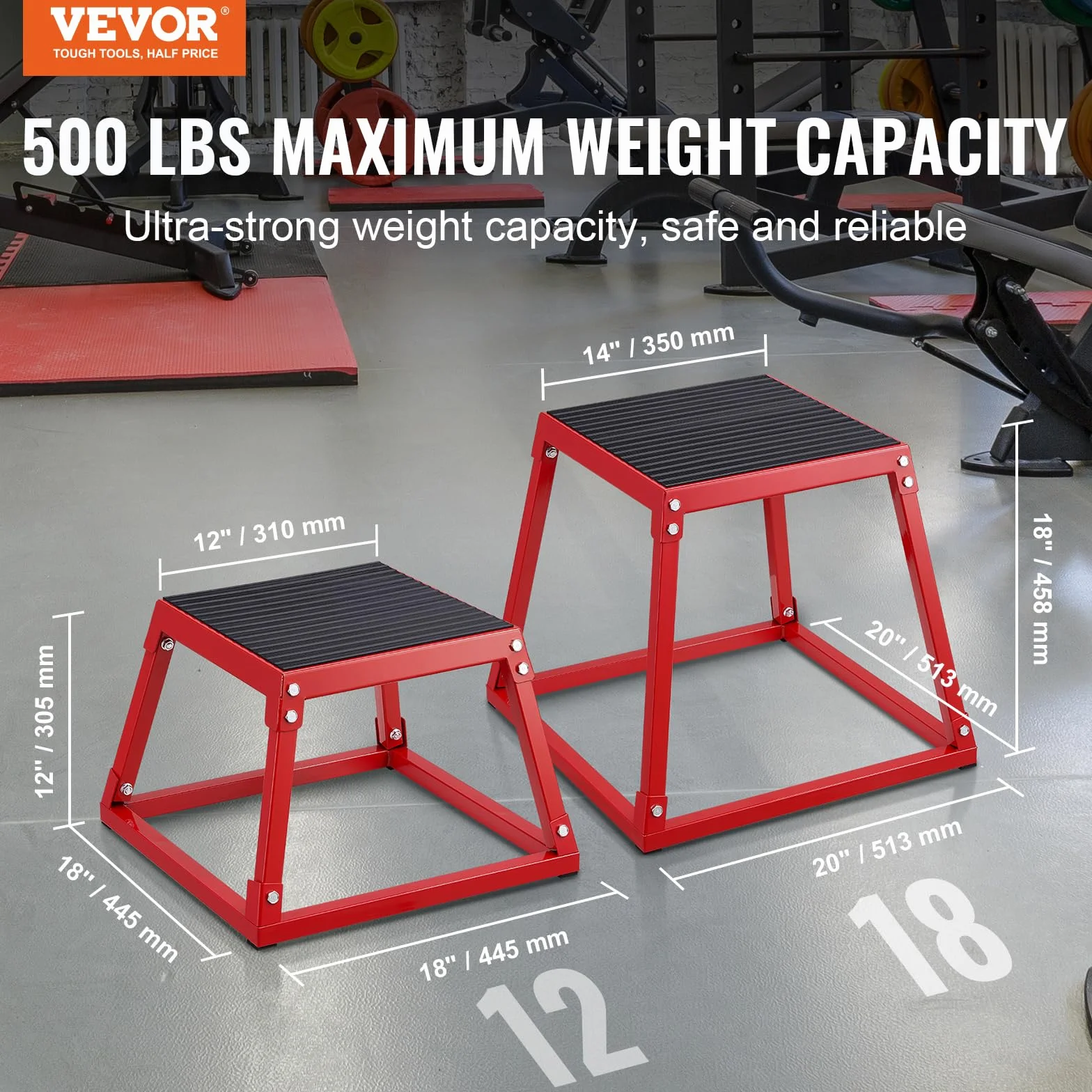 VEVOR Jump Box pliometrico da 30,5 cm, piattaforma pliometrica in acciaio e scatola di agilità per saltare, scatola antiscivolo per esercizi di fitness, allenamento in palestra a casa, allenamento di
