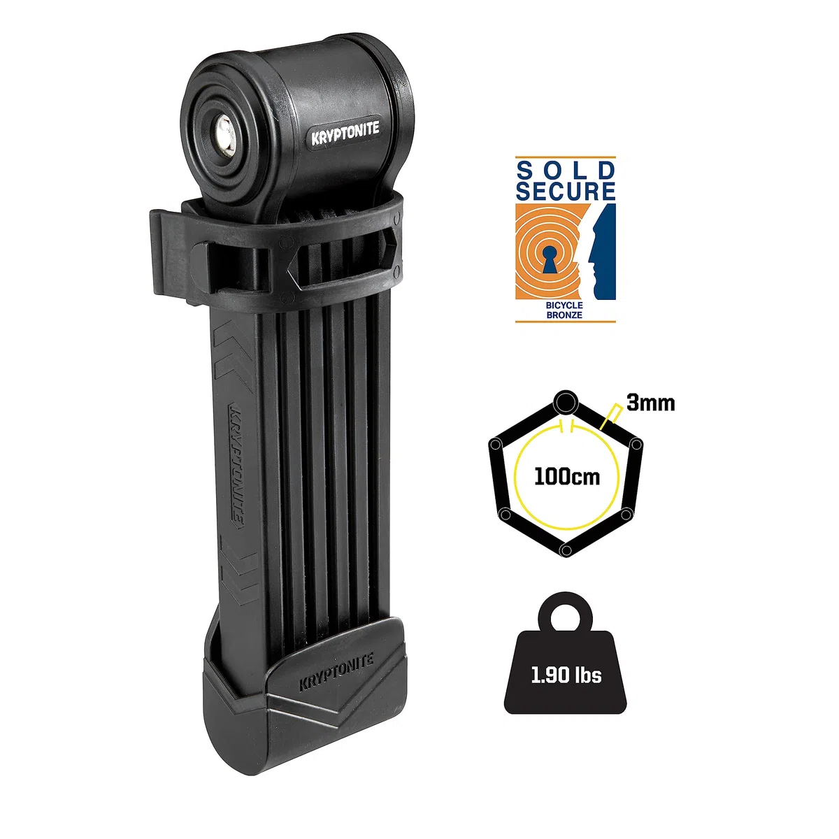 Kryptonite Keeper Folding Lock antifurto Bicicletta Pieghevole Nero