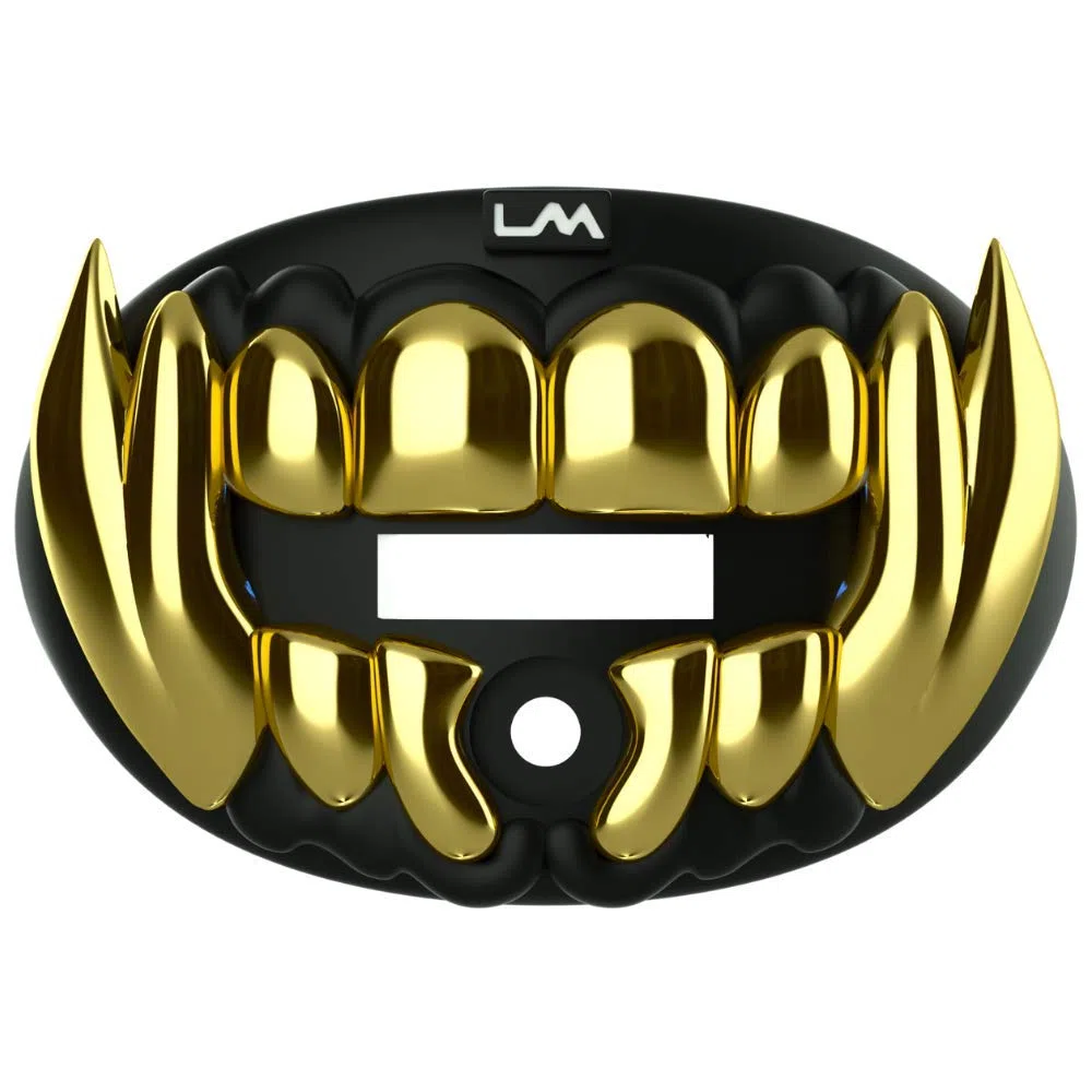 Loudmouth - Paradenti 3D Beast cromato, per adulti e ragazzi, per sport, massimo flusso d'aria (bestia 3D, cromato/oro)