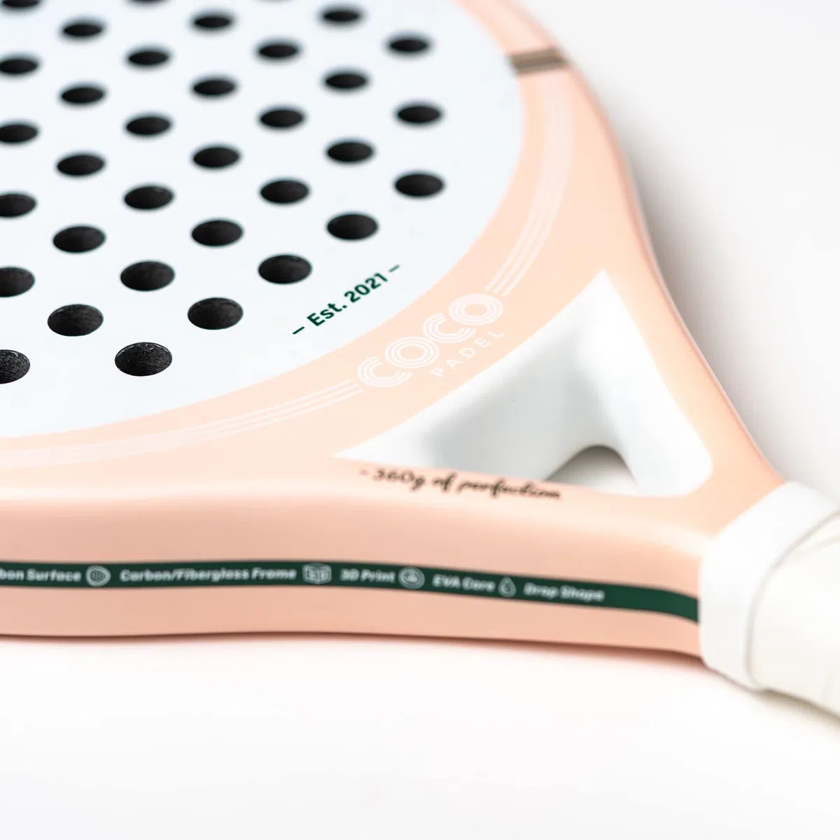 RC TWO Racchetta da Padel | Superficie in Fibra di Carbonio 3K | Anima in EVA Morbido | 360g | Controllo Preciso e Potenza | Giocatori Intermedi | Rosa Dusty