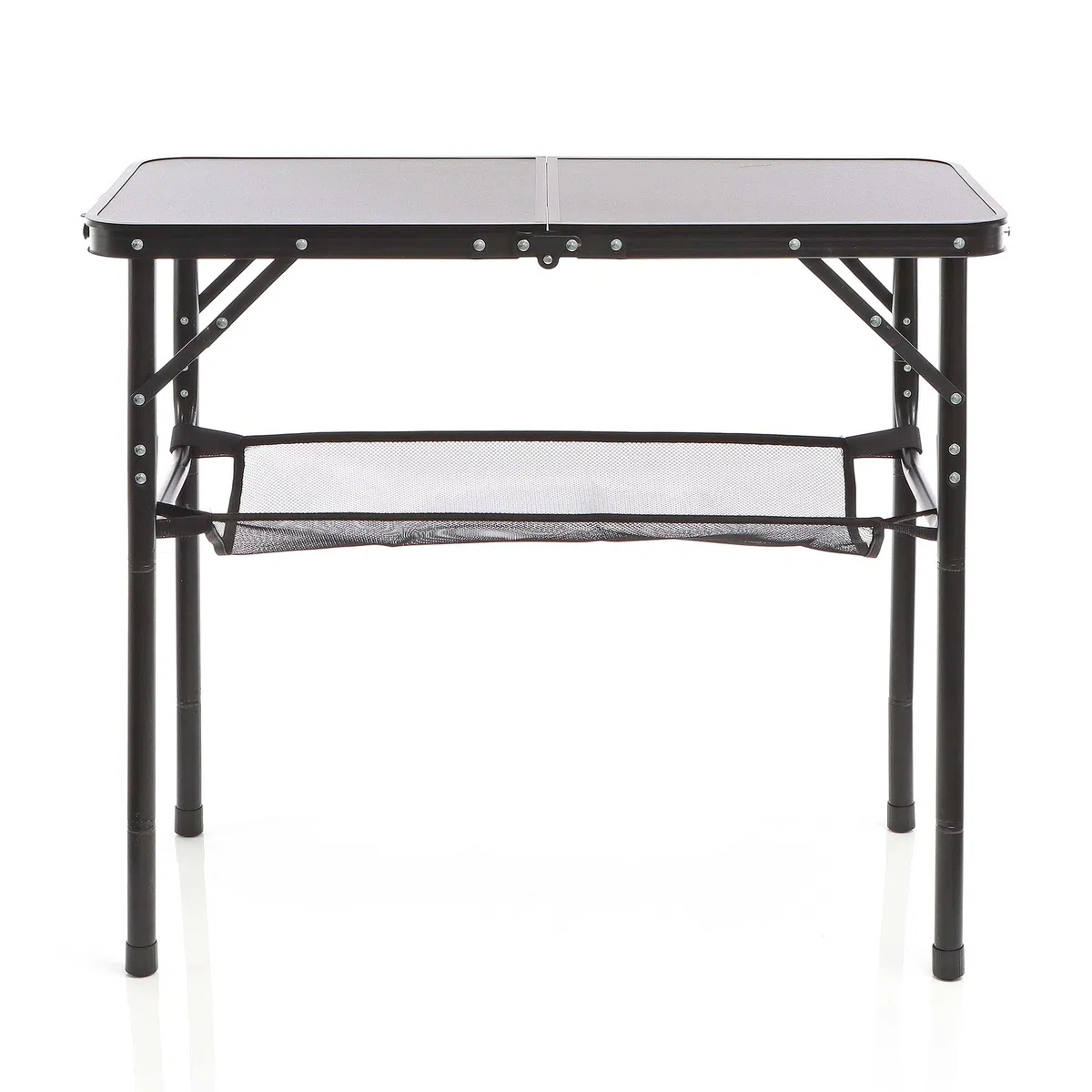 Wiltec Tavolo da campeggio portatile in alluminio 80x40cm regolabile in altezza 70/56/44/33cm nero