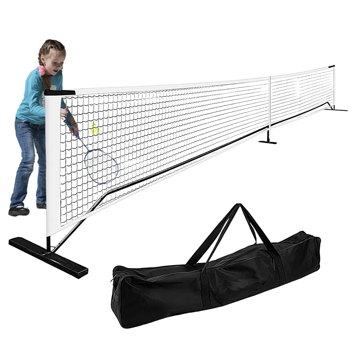 Rete da Allenamento per Pickleball 9,5 kg, Larghezza 6,7 m, Portatile, | Rete a Maglie Pickleball Adatta per Giocare a Tennis, Badminton, su e Cortile di Casa