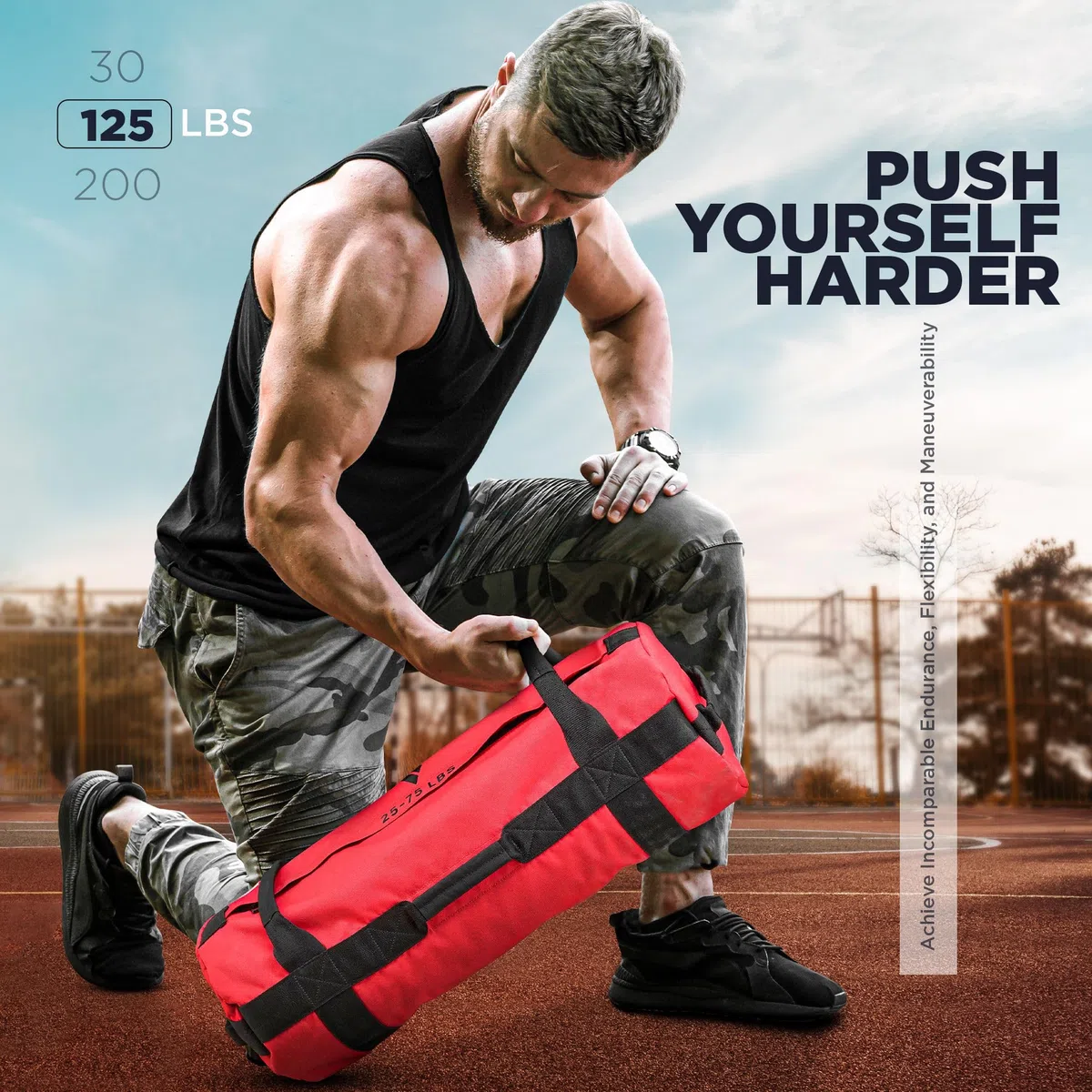 RDX Sandbag Fitness Sacca Allenamento, Regolabile Weights Power Bag con Maniglie per Powerlifting Sollevamento Pesi Functional Training, Migliorare Equilibrio Forza e Coordinazione