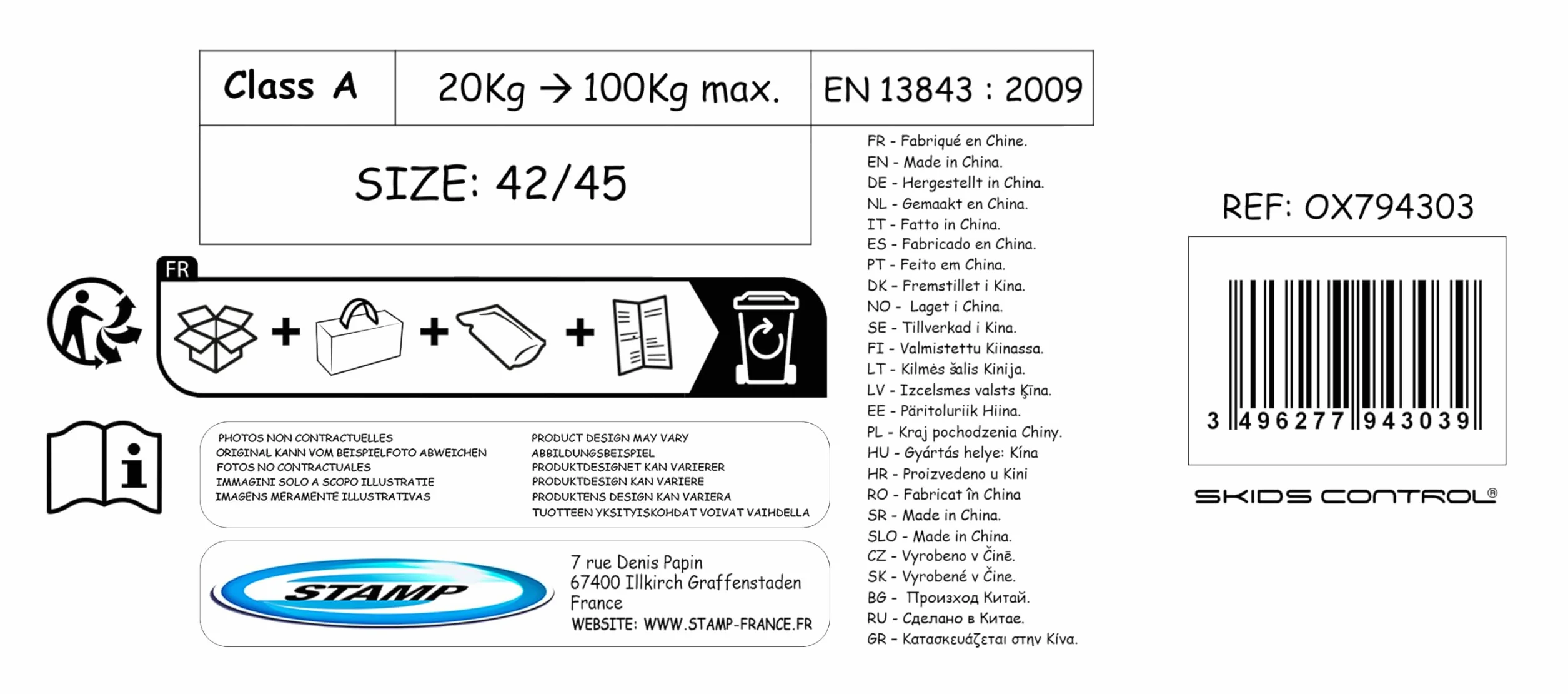 STAMP Pattini in Linea Regolabile Semi-Soft SKIDS Control Oxygen T. 46-45, Blue-Black